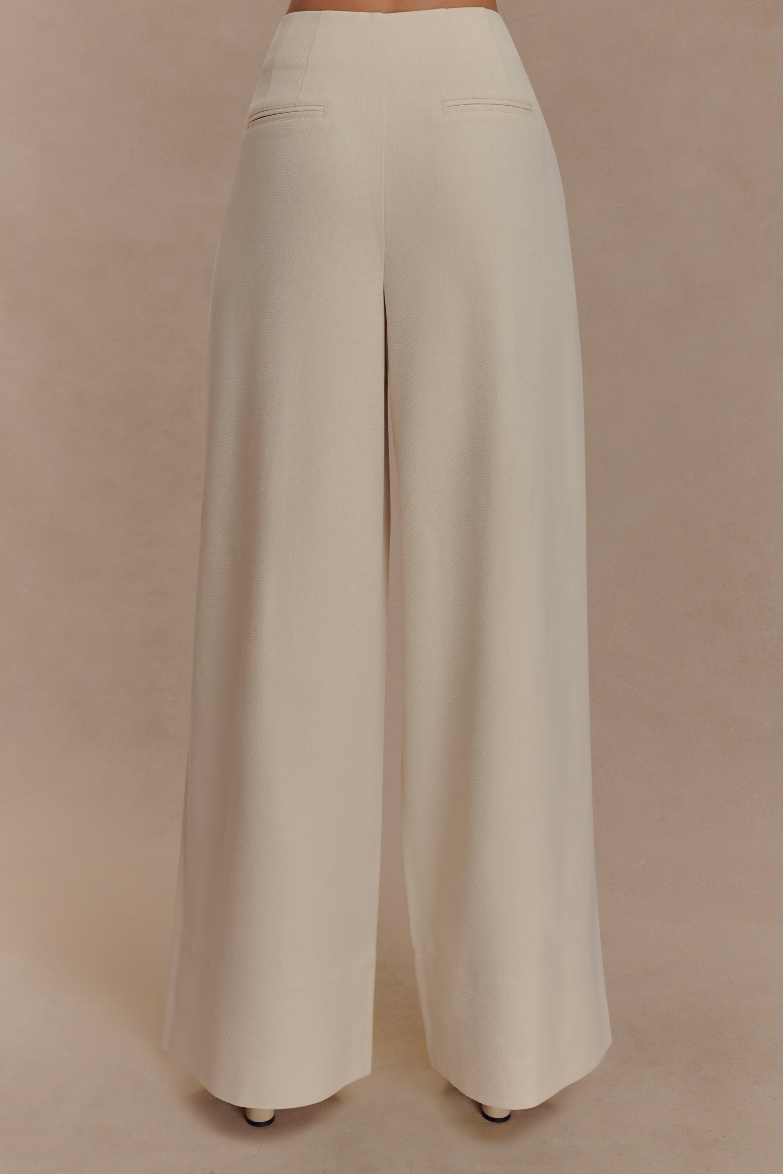Mila Straight Leg Suiting Pant - Buttermilk、mySite、solidvoid