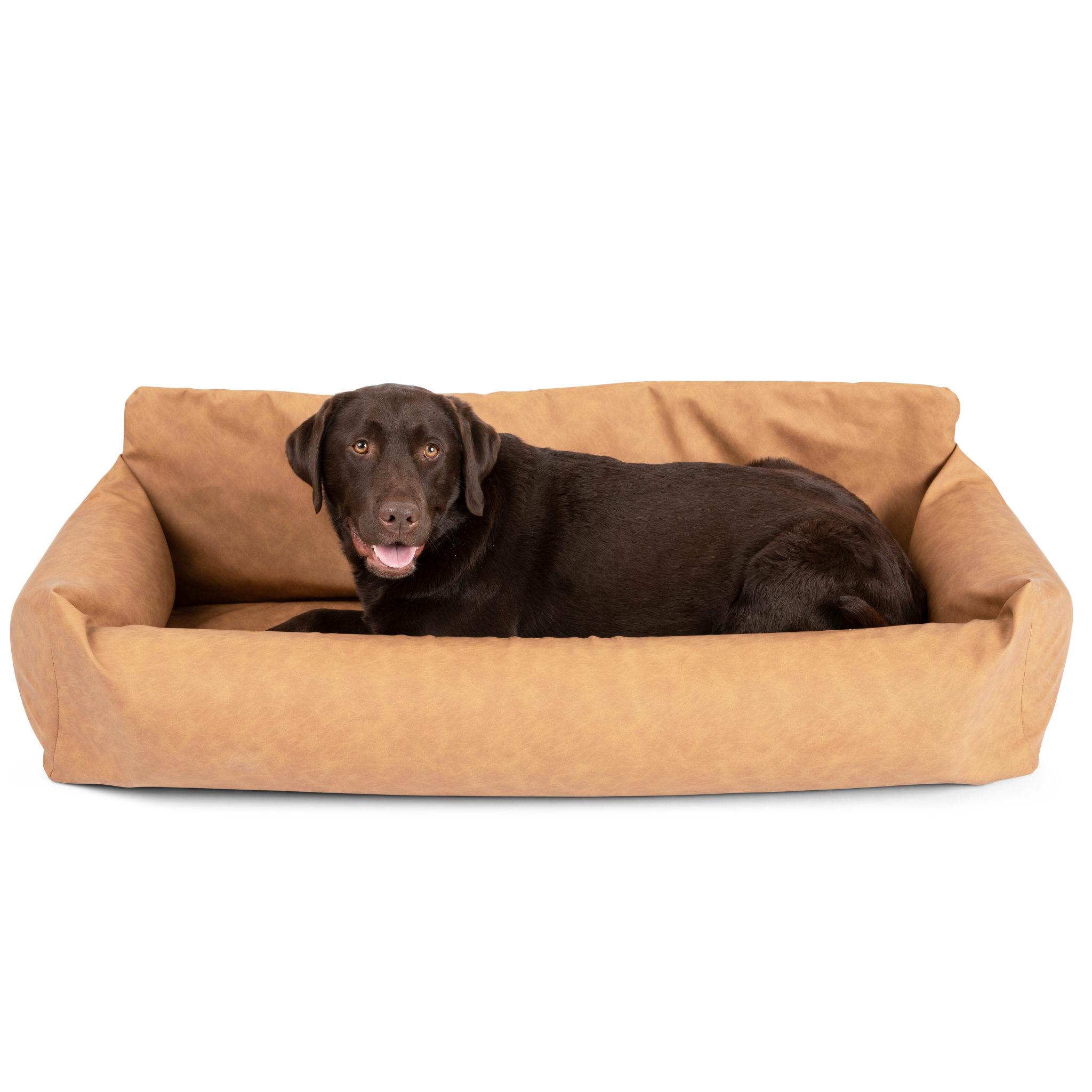 PupProtector™ Faux Leather Memory Foam Dog Car Bed - Camel、mySite、solidvoid