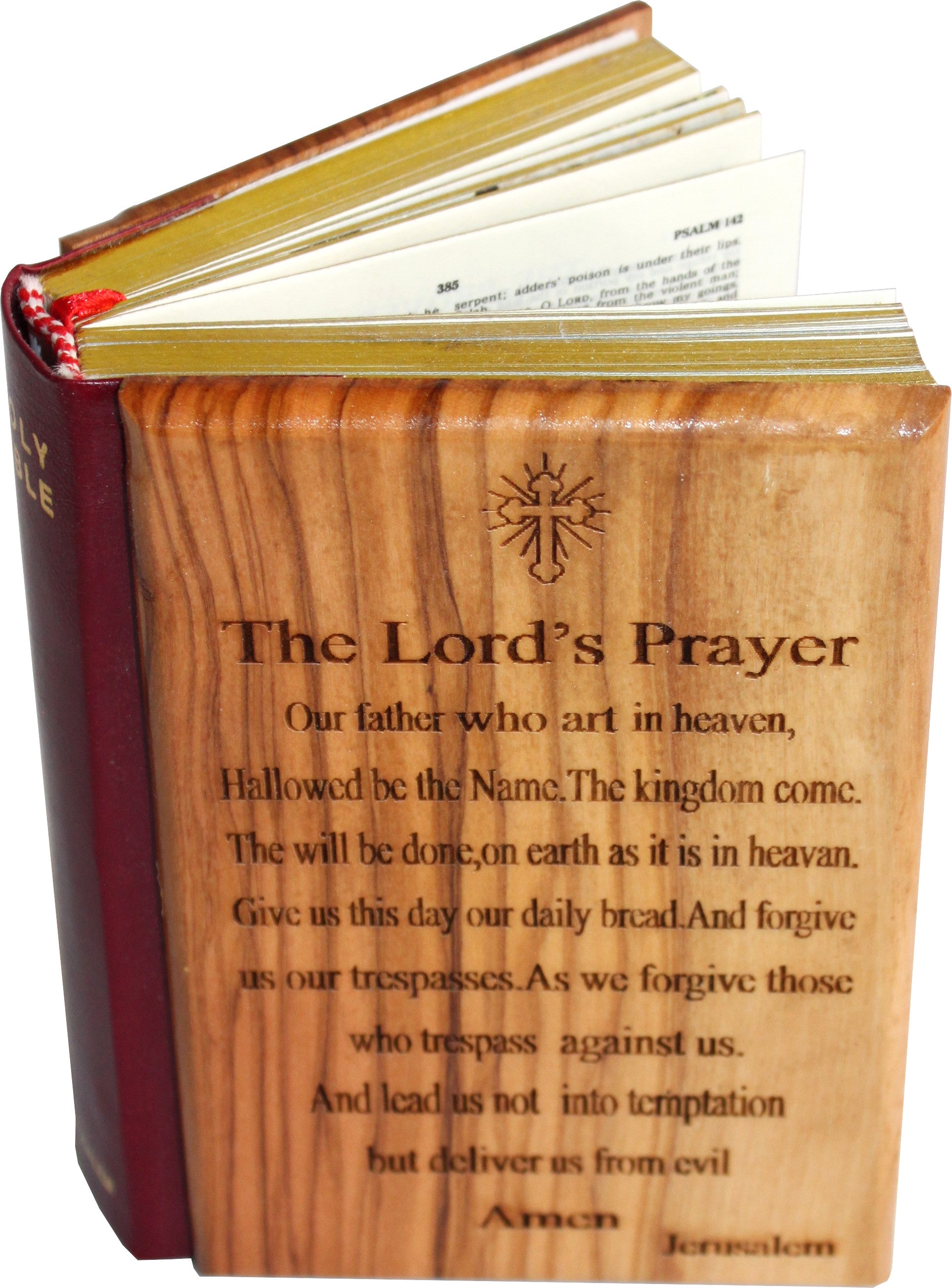 Jerusalem Bible, Olive Wood Cover carved with the Lord`s Prayer (English, 1094 pages)、mySite、topwebapps