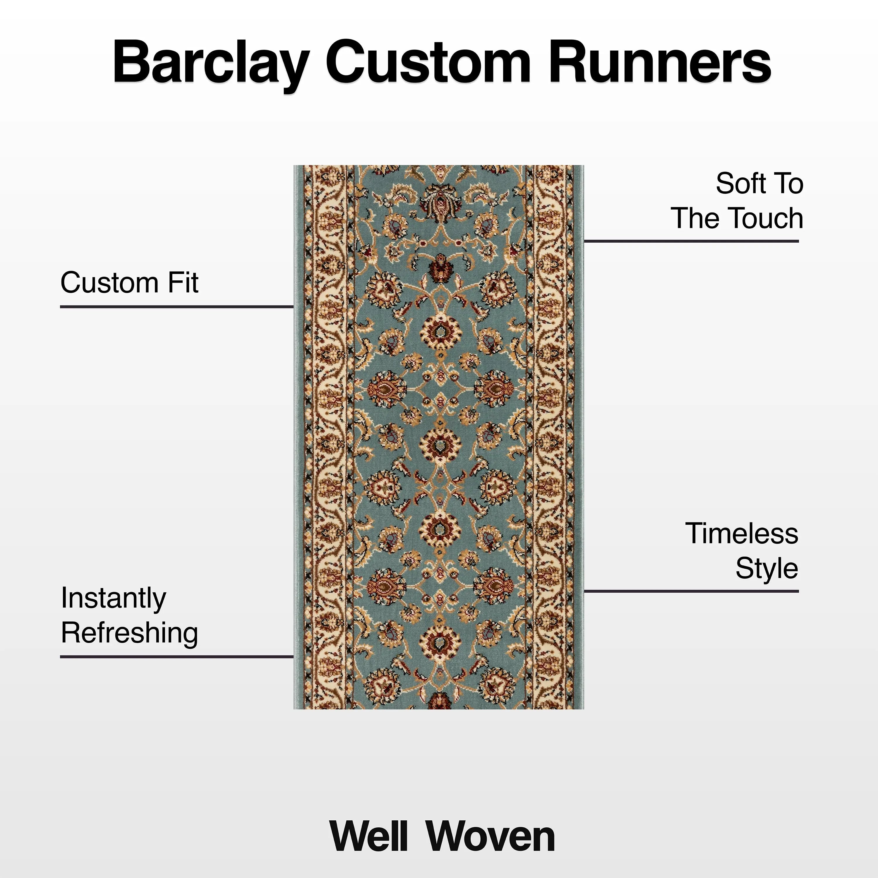 Sarouk Custom Size Runner Traditional Light Blue 27 Inch Wide x Choose Your Length Hallway Runner Rug、mySite、gigharbornorthrealestate