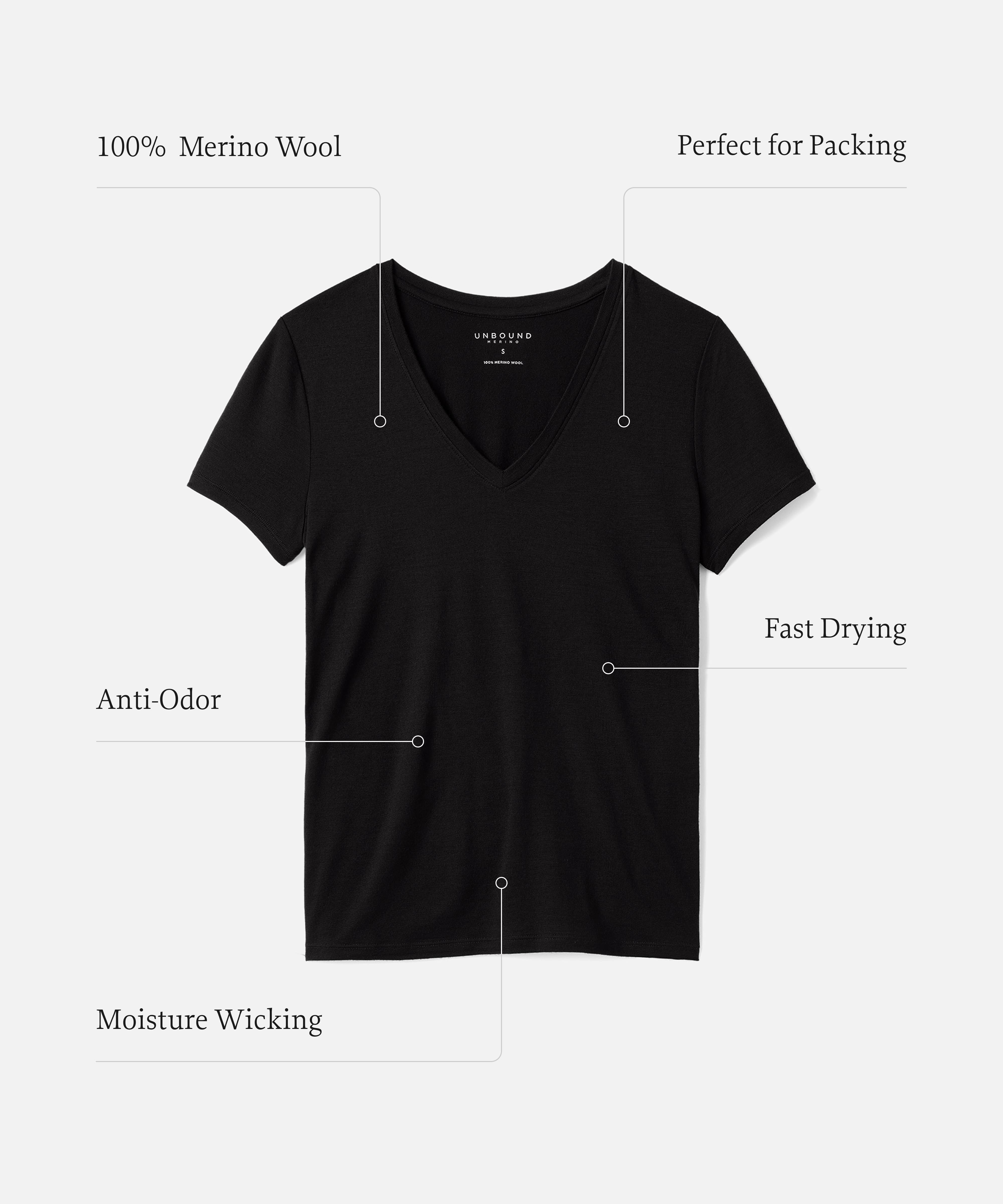 Women's Merino V-Neck T-Shirt、mySite、noshort