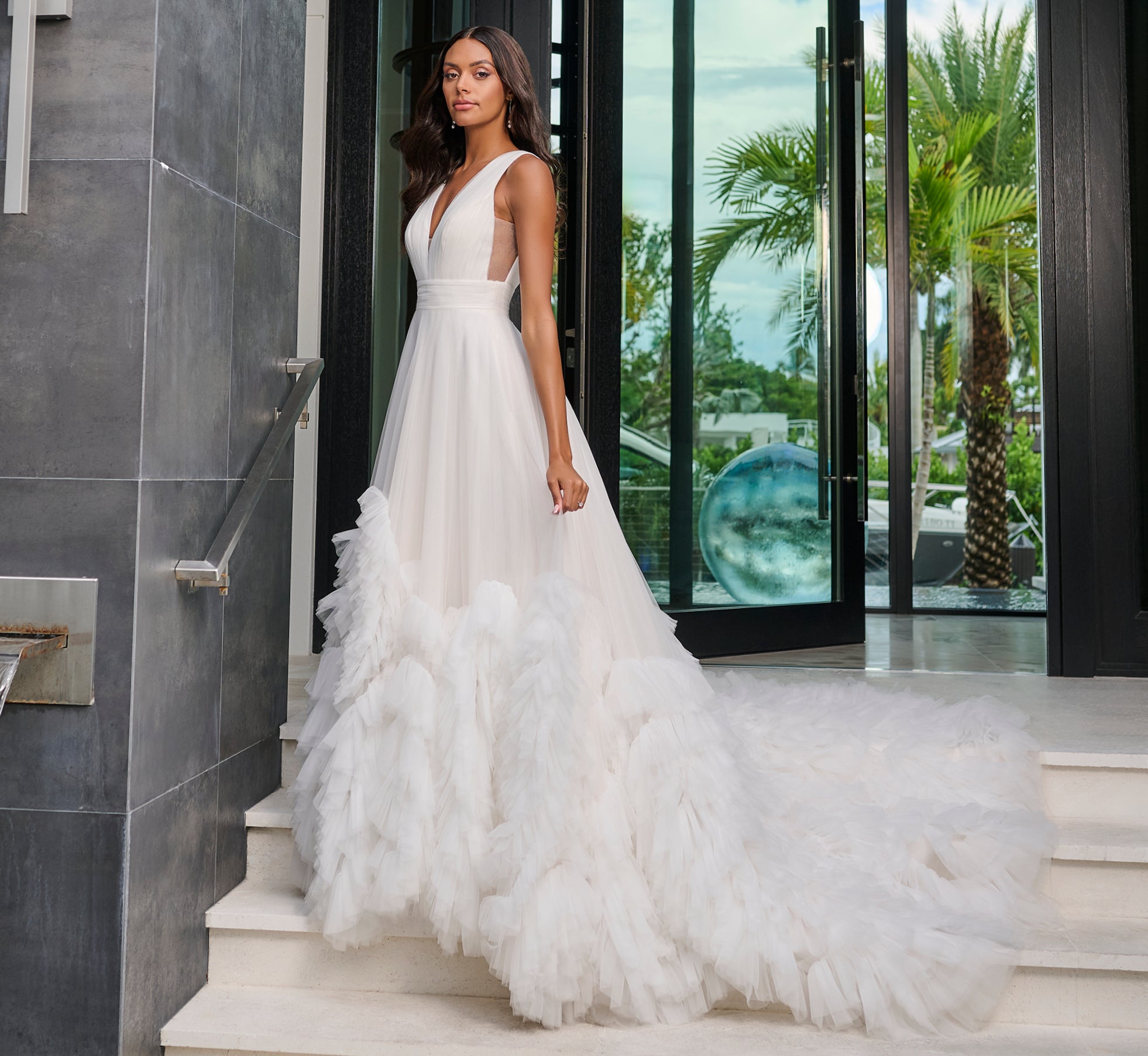 Ruffled Tulle A-Line in Ivory Blush Nude、mySite、solidvoid