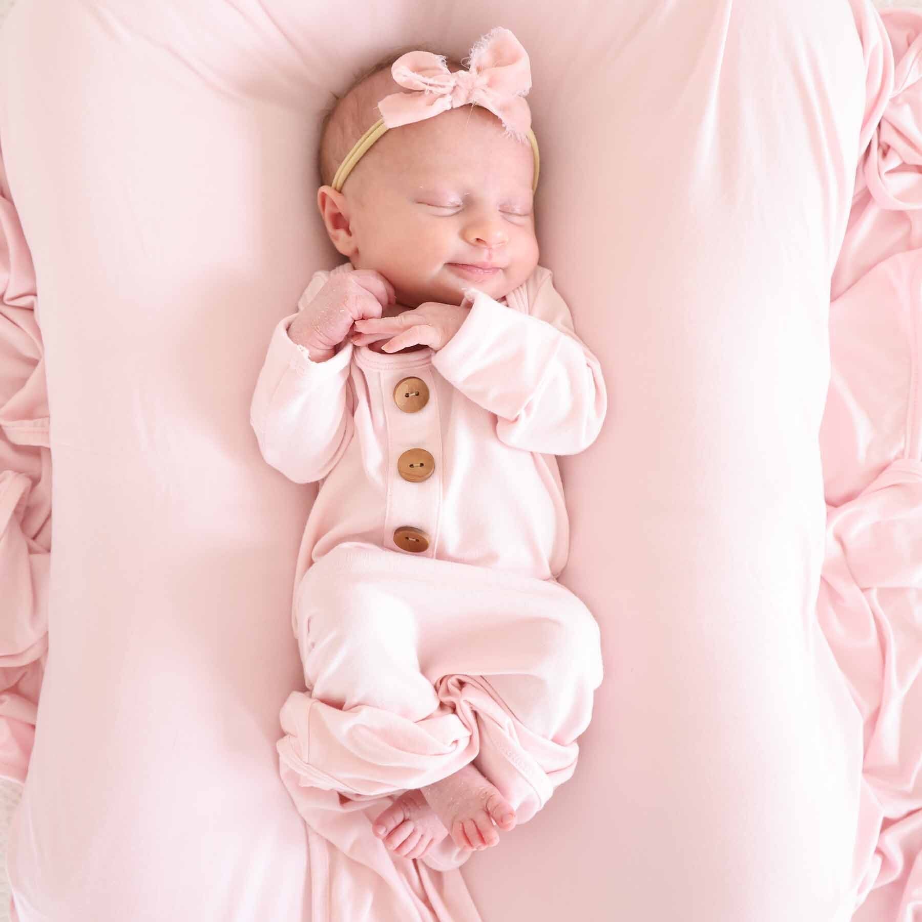  Solid Blush Bamboo Baby Knot Gown & Hat、mySite、layawaytickets