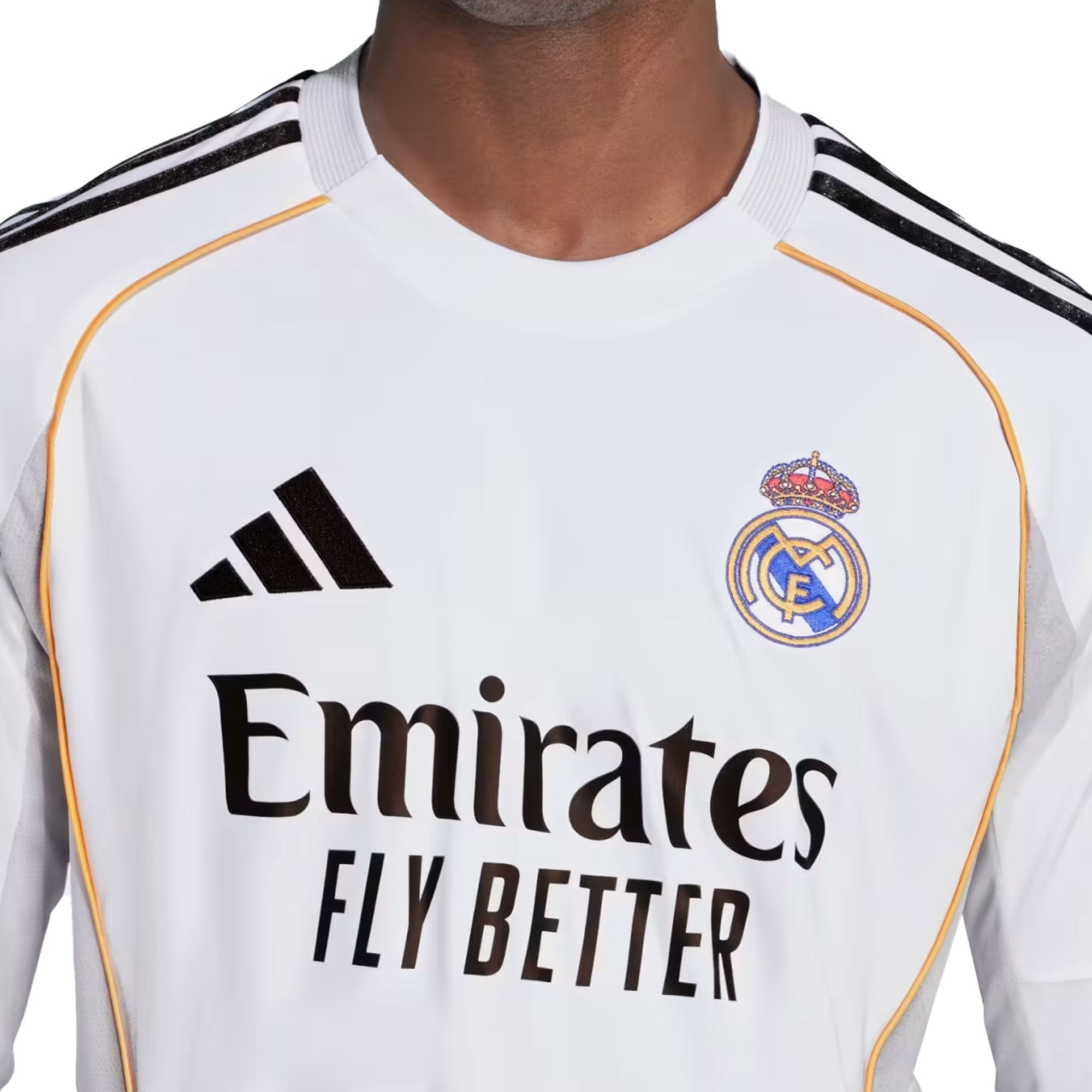 adidas Men's Real Madrid 2025/26 Long Sleeve Home Jersey White、mySite、noshort