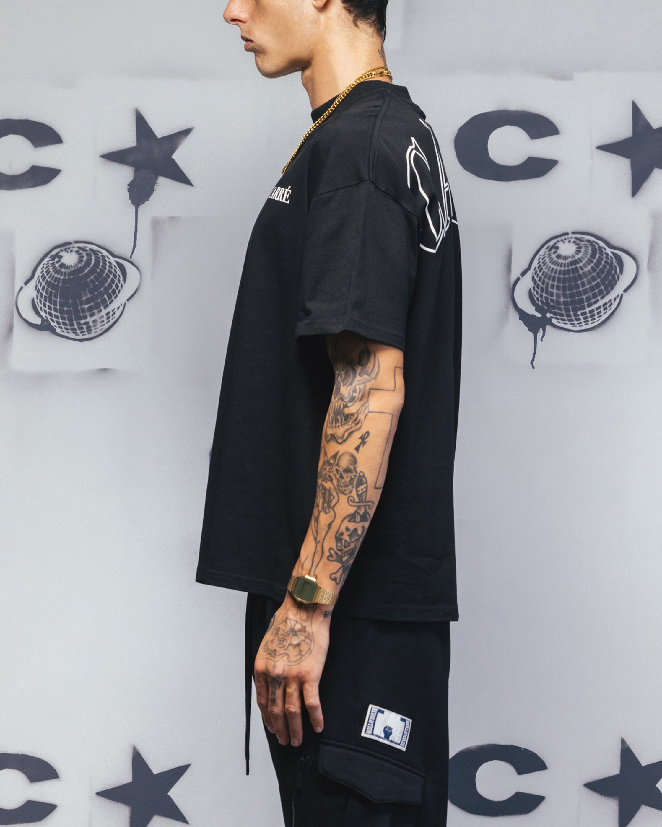 Carre Bloom T-Shirt Black、mySite、zt4zffjzw