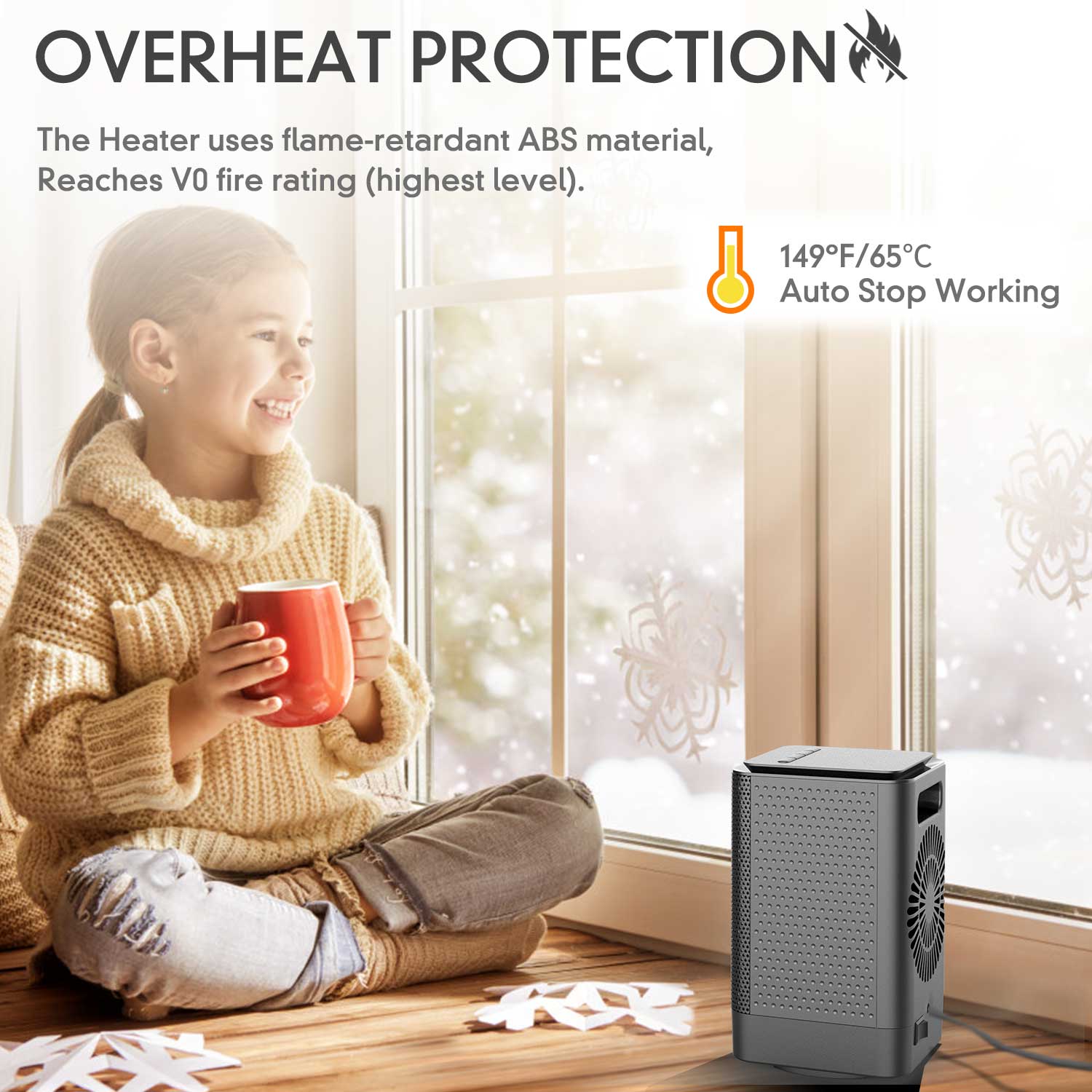 KLOUDIC 950W Portable Ceramic Heater with 45° Oscillation, Black、mySite、fannypackpong