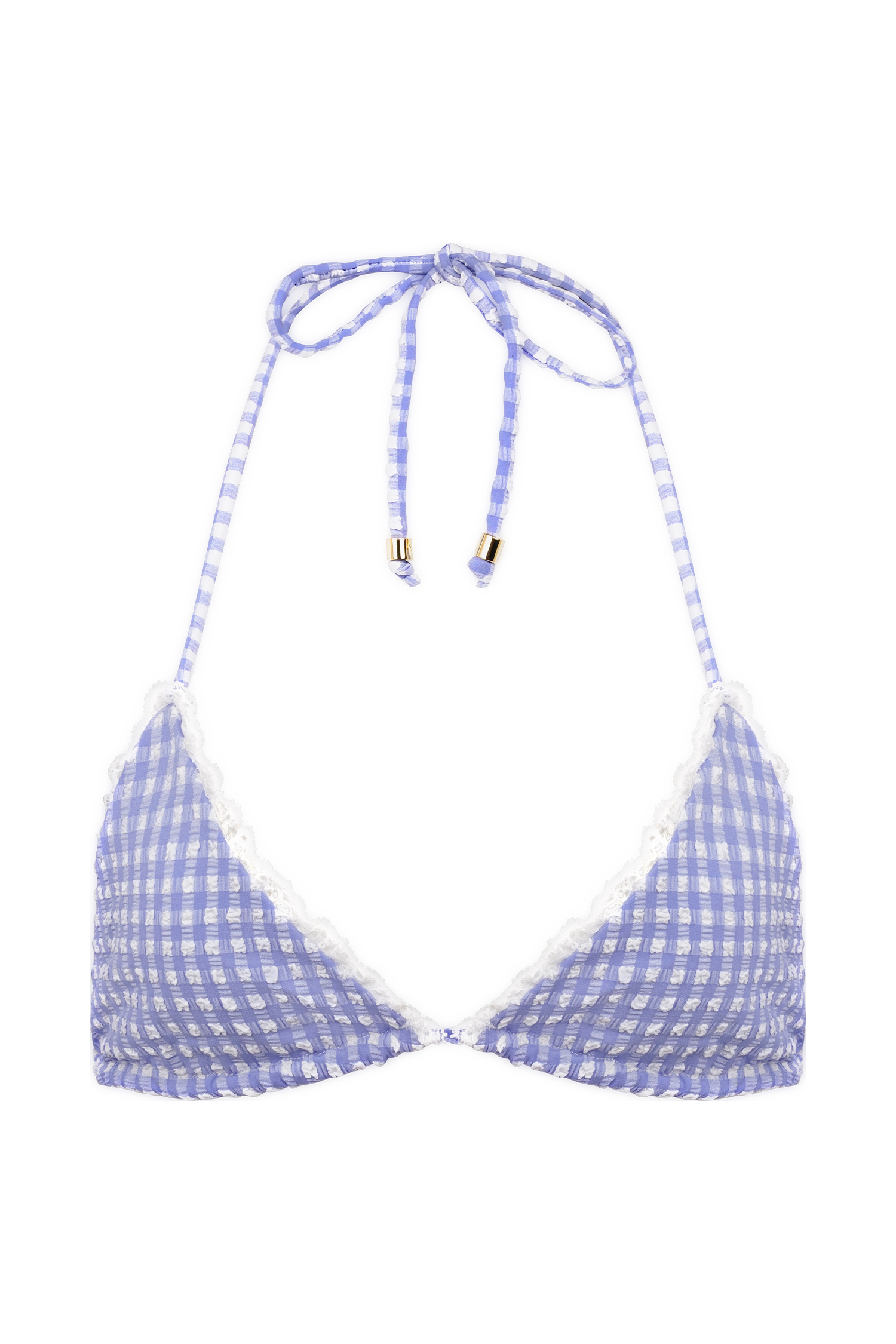Persephone Gingham Triangle Bikini Top - Lilac、mySite、solidvoid