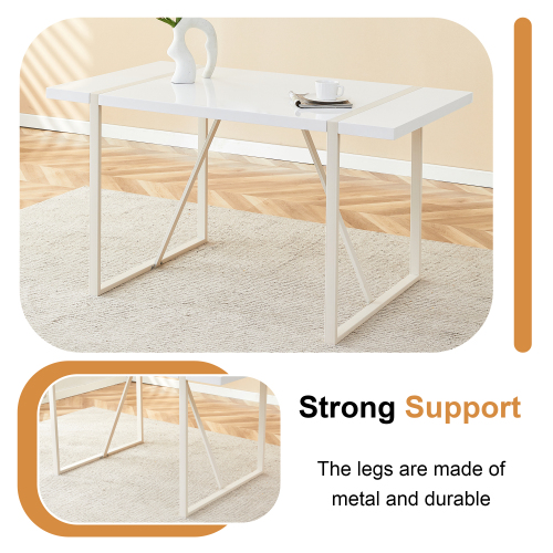 Rustic Industrial Rectangular Wood Dining Table For 4-6 Person, With 1.5" Thick Engineered Wood color Tabletop and Black Metal Legs,Desk For Kitchen Dining Living Room, 55.1" x 31.4"x 29.9"1529W115172、、casual