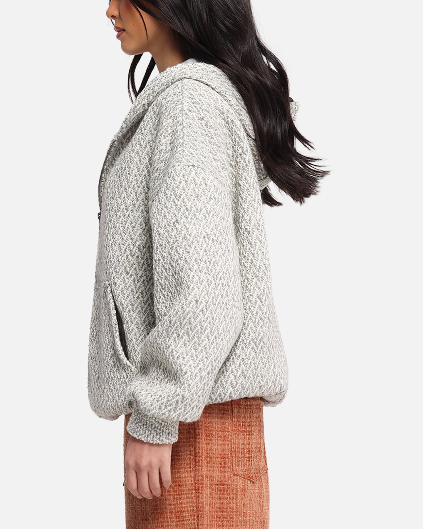 XXIII Boucle Tweed Zip Hoodie Grey Marle、mySite、zt4zffjzw