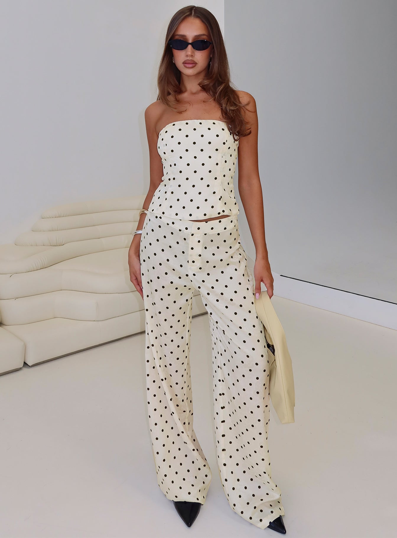 Powdered Sugar Strapless Set Cream Polka、mySite、solidvoid