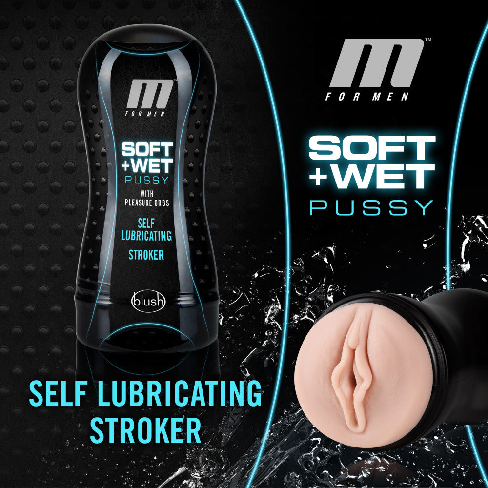 M For Men By Blush® | Soft & Wet Self Lubricating Pussy with Pleasure Orbs Vanilla Masturbator / Stroker、mySite、bottomscart
