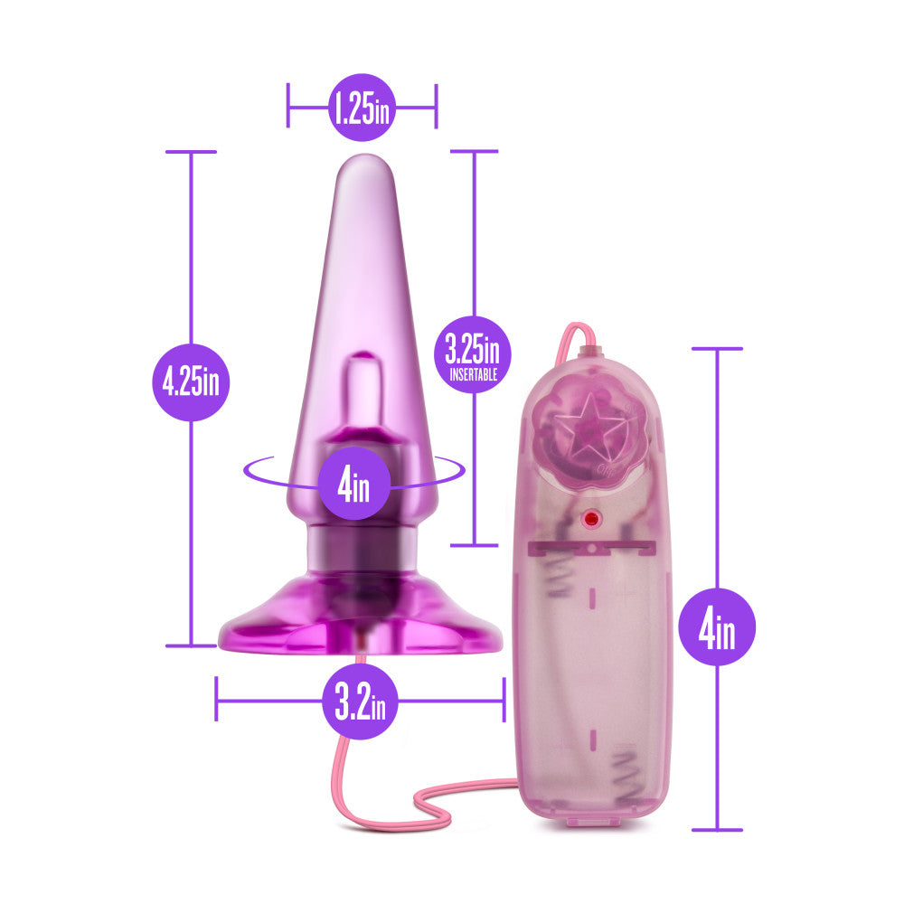 B Yours By Blush® | Basic Pleaser Remote-Control Pink 4-Inch Vibrating Anal Plug、mySite、bottomscart