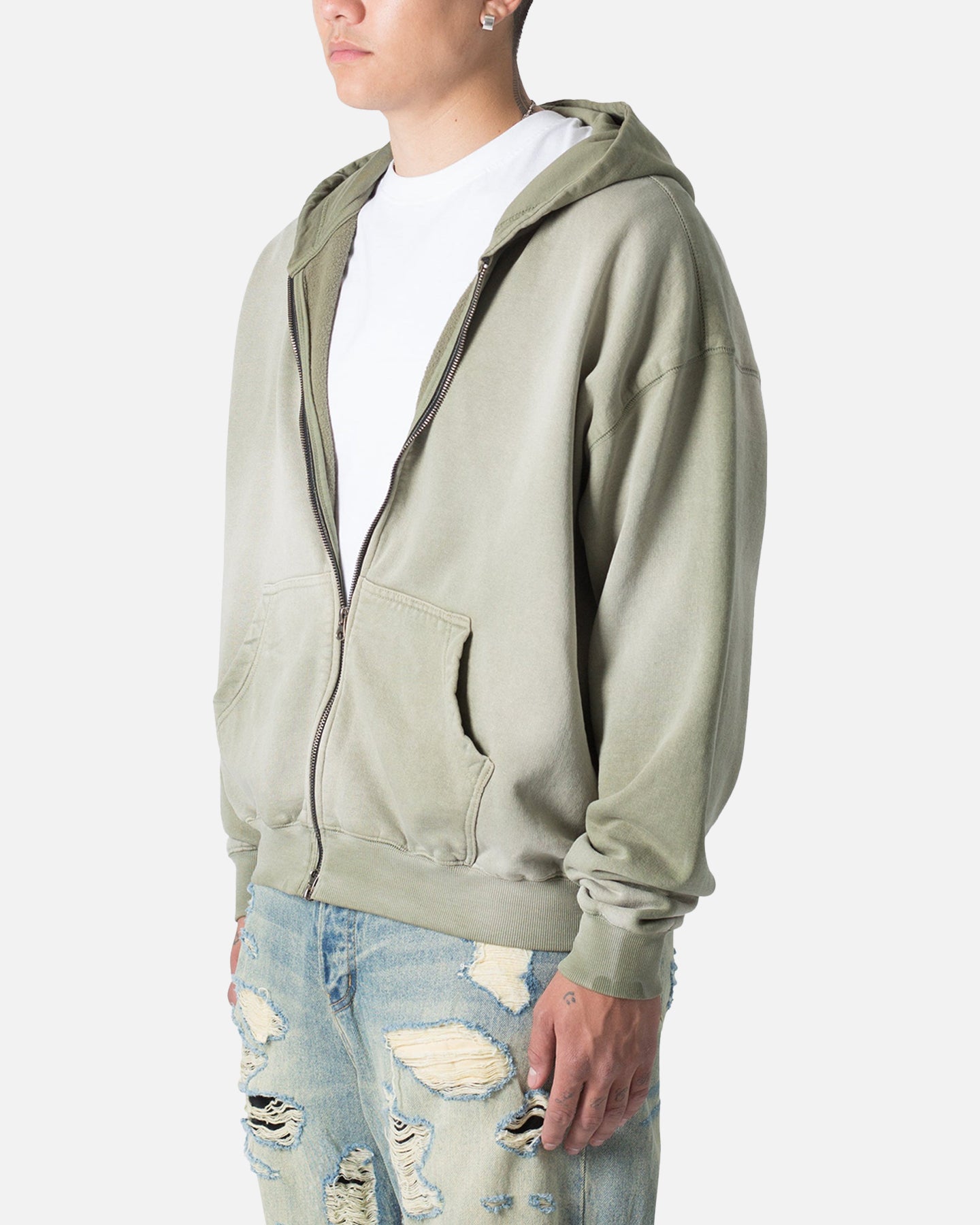 MNML Faded Basic Zip Up Hoodie Washed Olive、mySite、zt4zffjzw