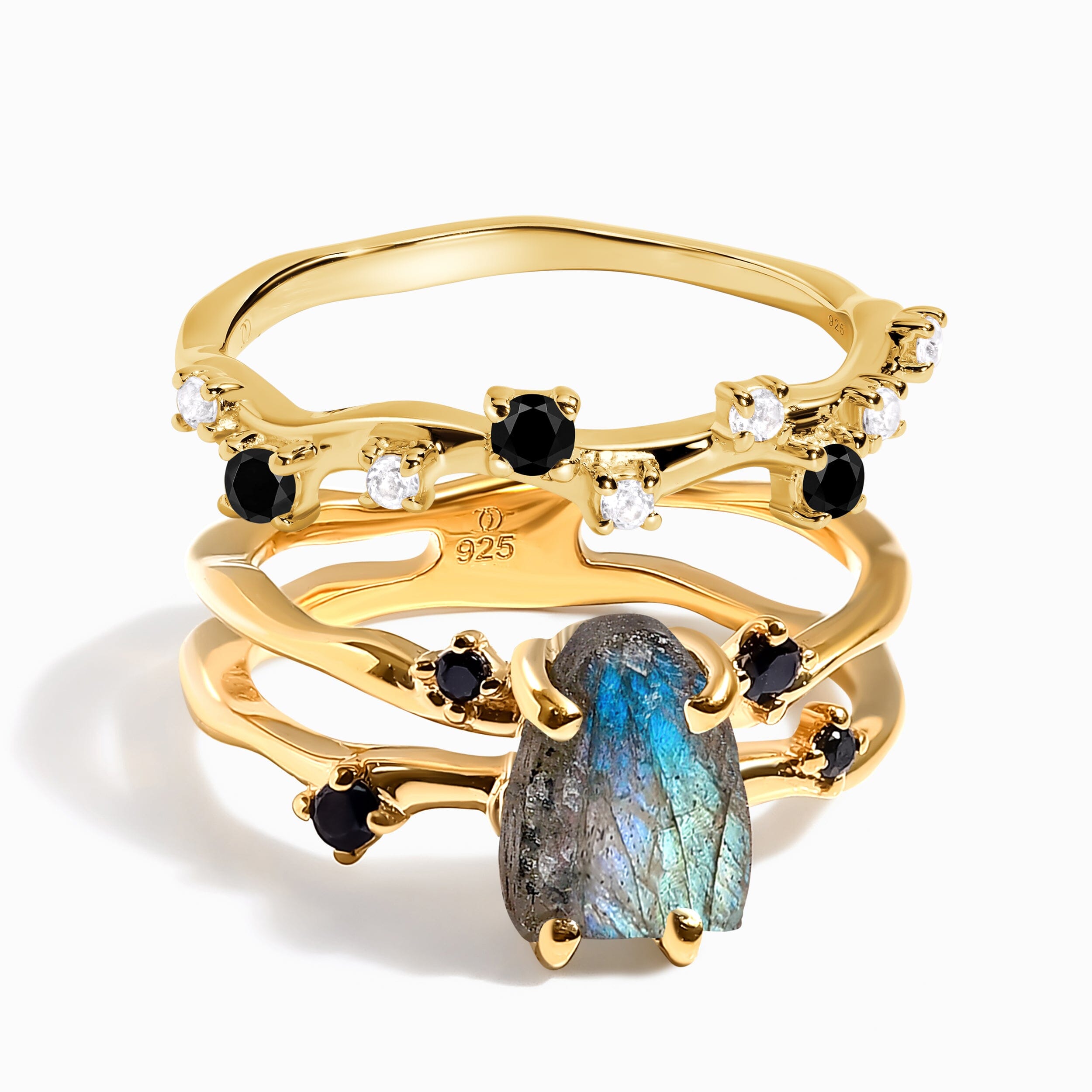 Labradorite Flow Ring & Black Onyx Stardust Band、mySite、hinf8tx79