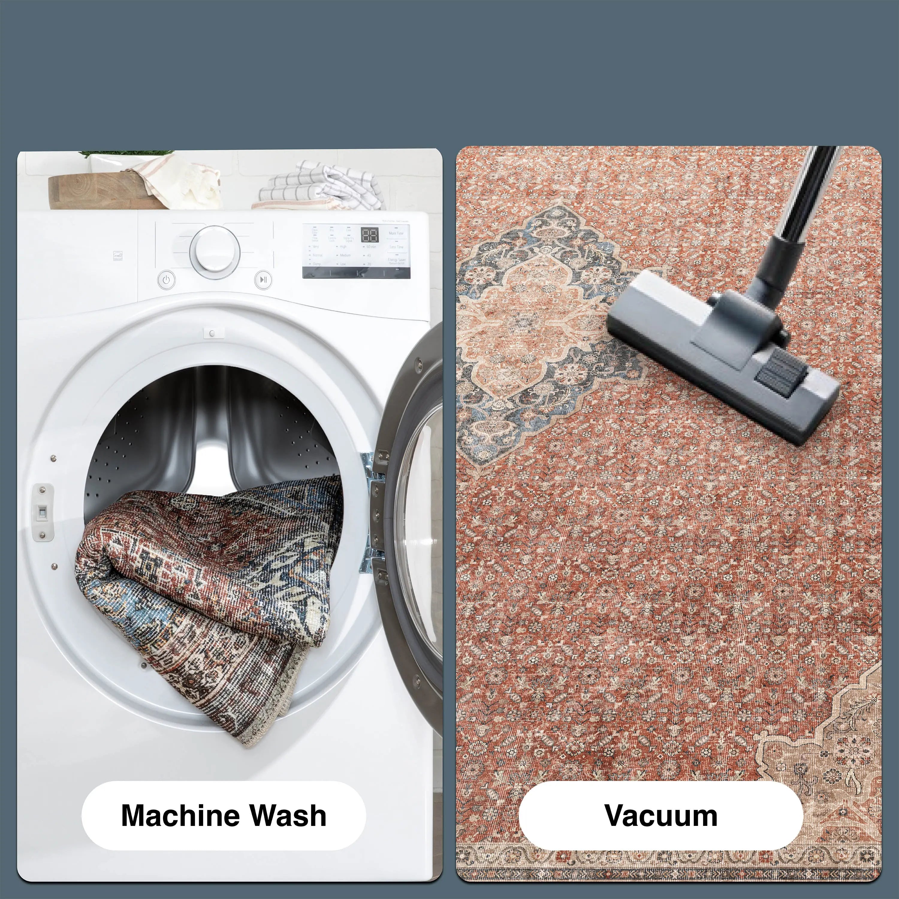 Asha 2-in-1 Lilith Vintage Oriental Kilim Rug + Rug Pad Included、mySite、gigharbornorthrealestate