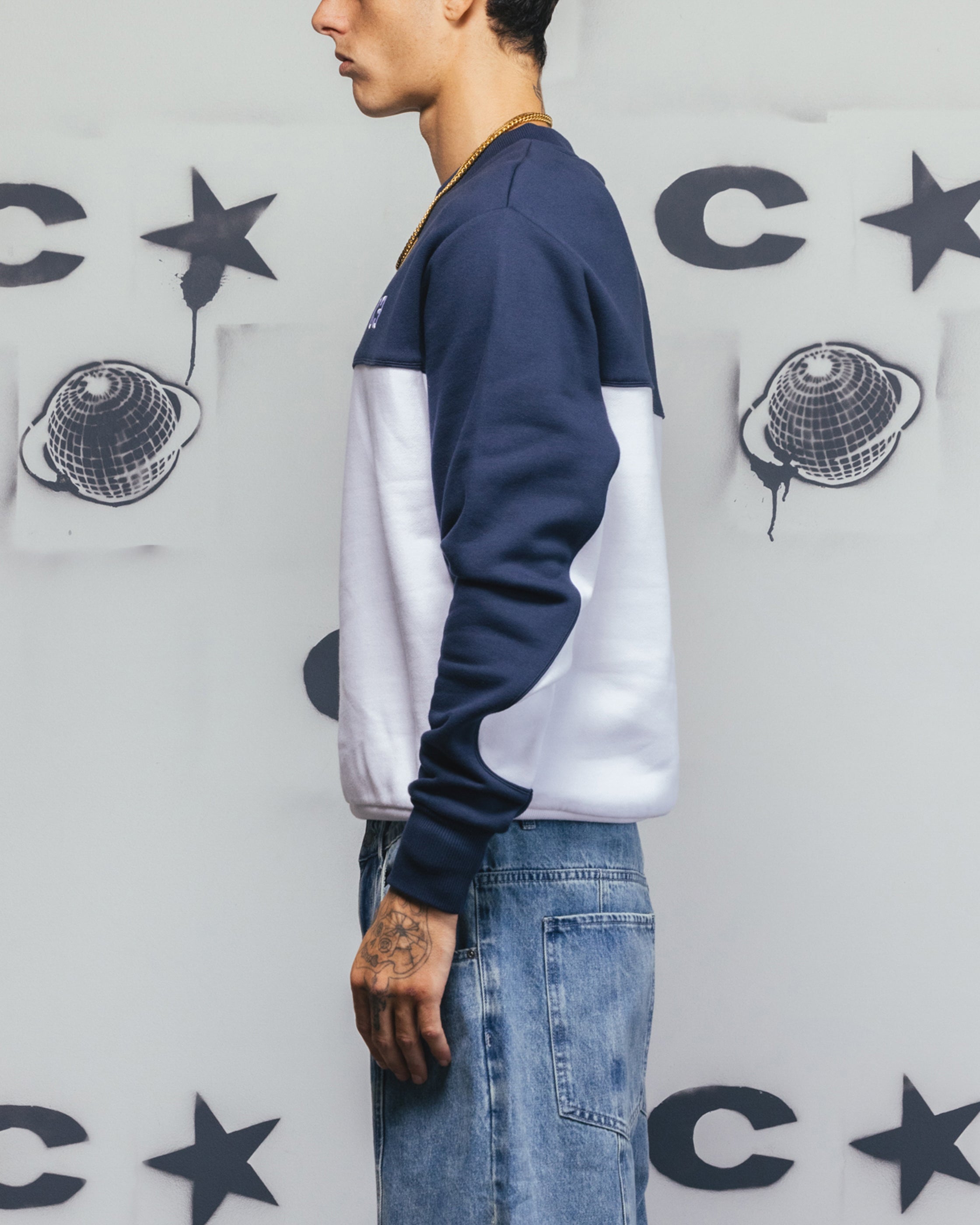 Carre Trainer Oversized Panelled Crewneck Blue/White、mySite、zt4zffjzw
