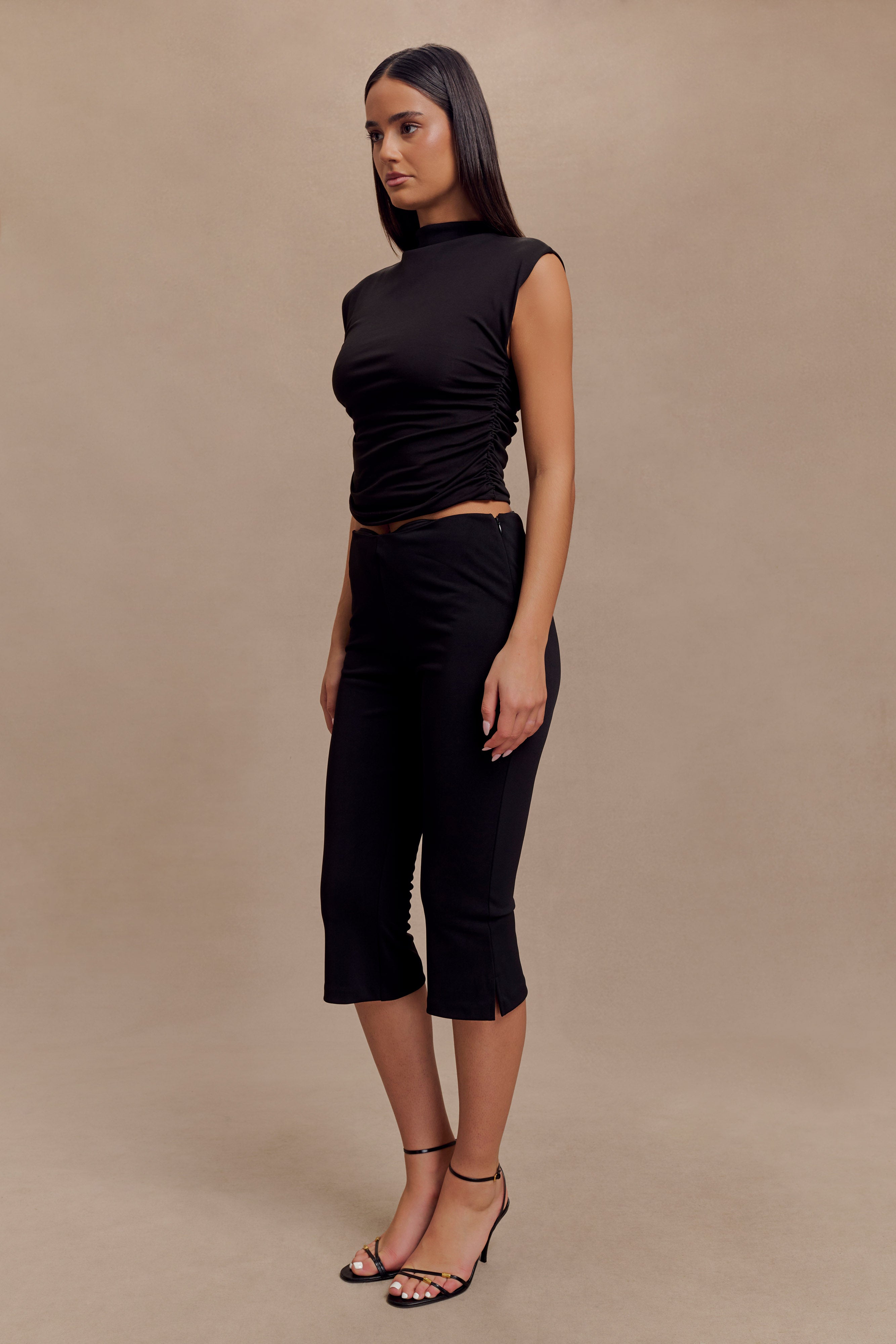 Layla Flared Crepe Capri Pants - Black、mySite、solidvoid