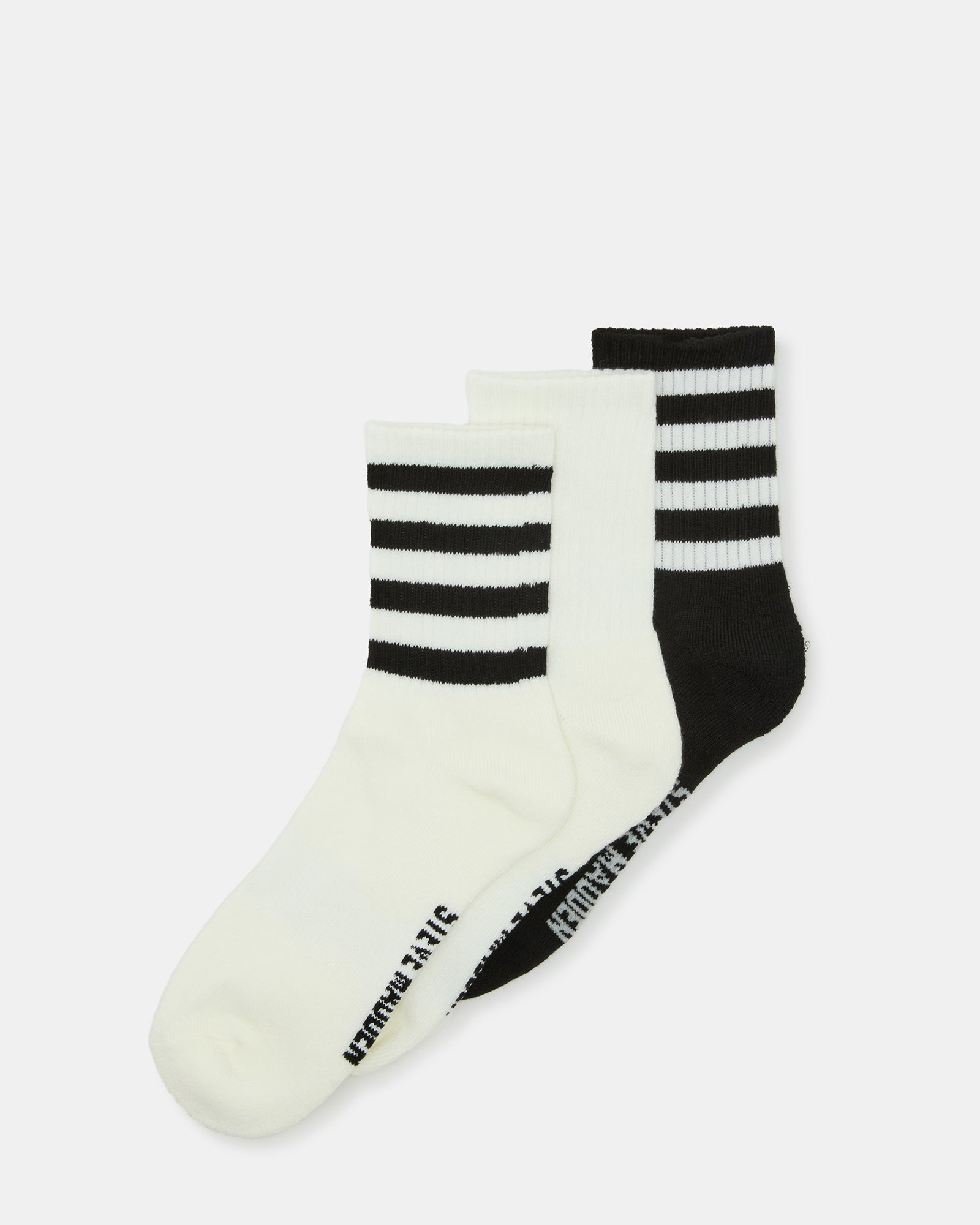3 PACK STRIPED CREW SOCKS IVORY、mySite、gtrtttuynbv