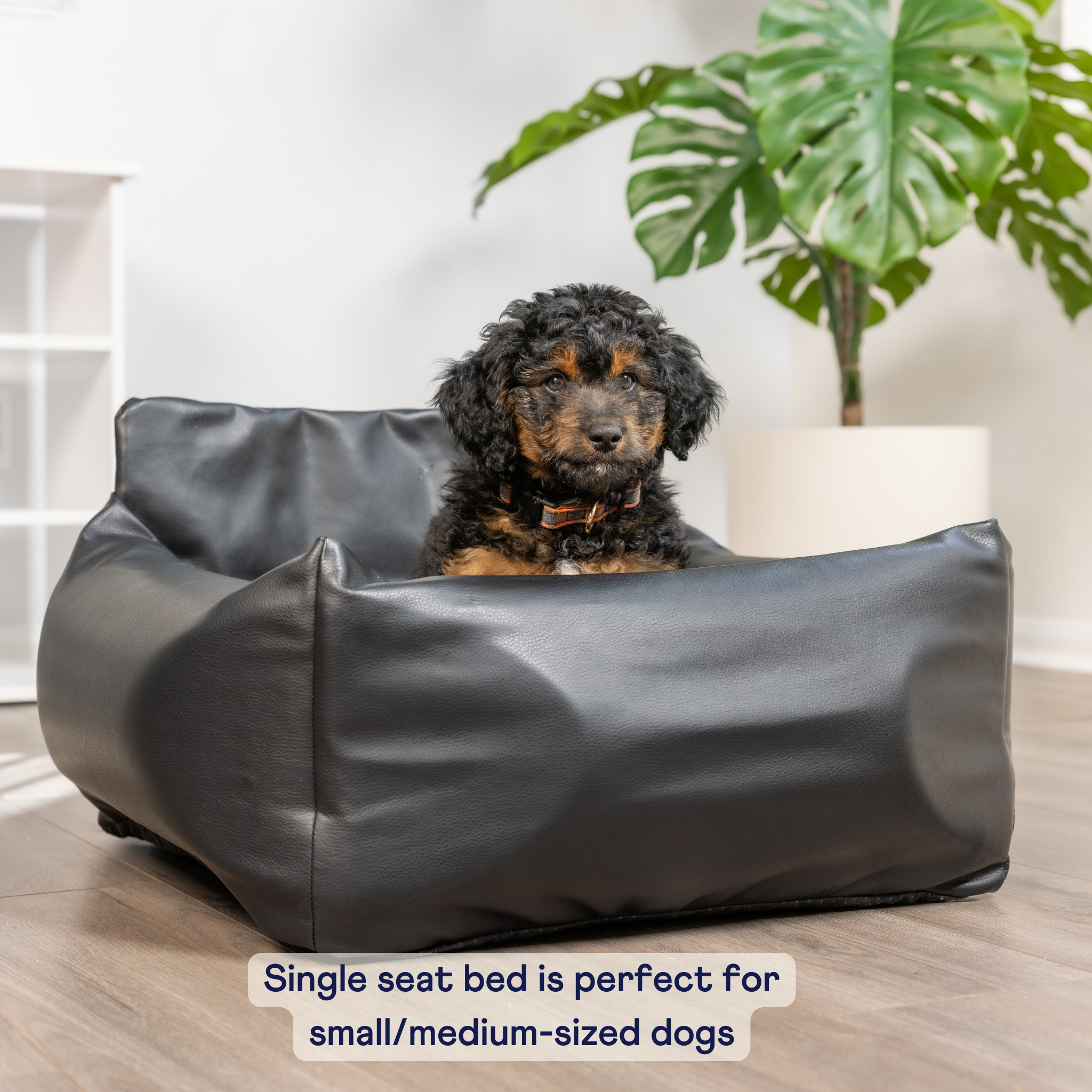 PupProtector™ Faux Leather Memory Foam Dog Car Bed - Black、mySite、solidvoid