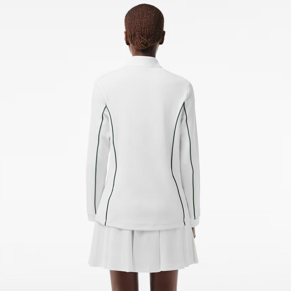 Lacoste Women's Sport 1/4 Longsleeve Zip Top - White/Green
