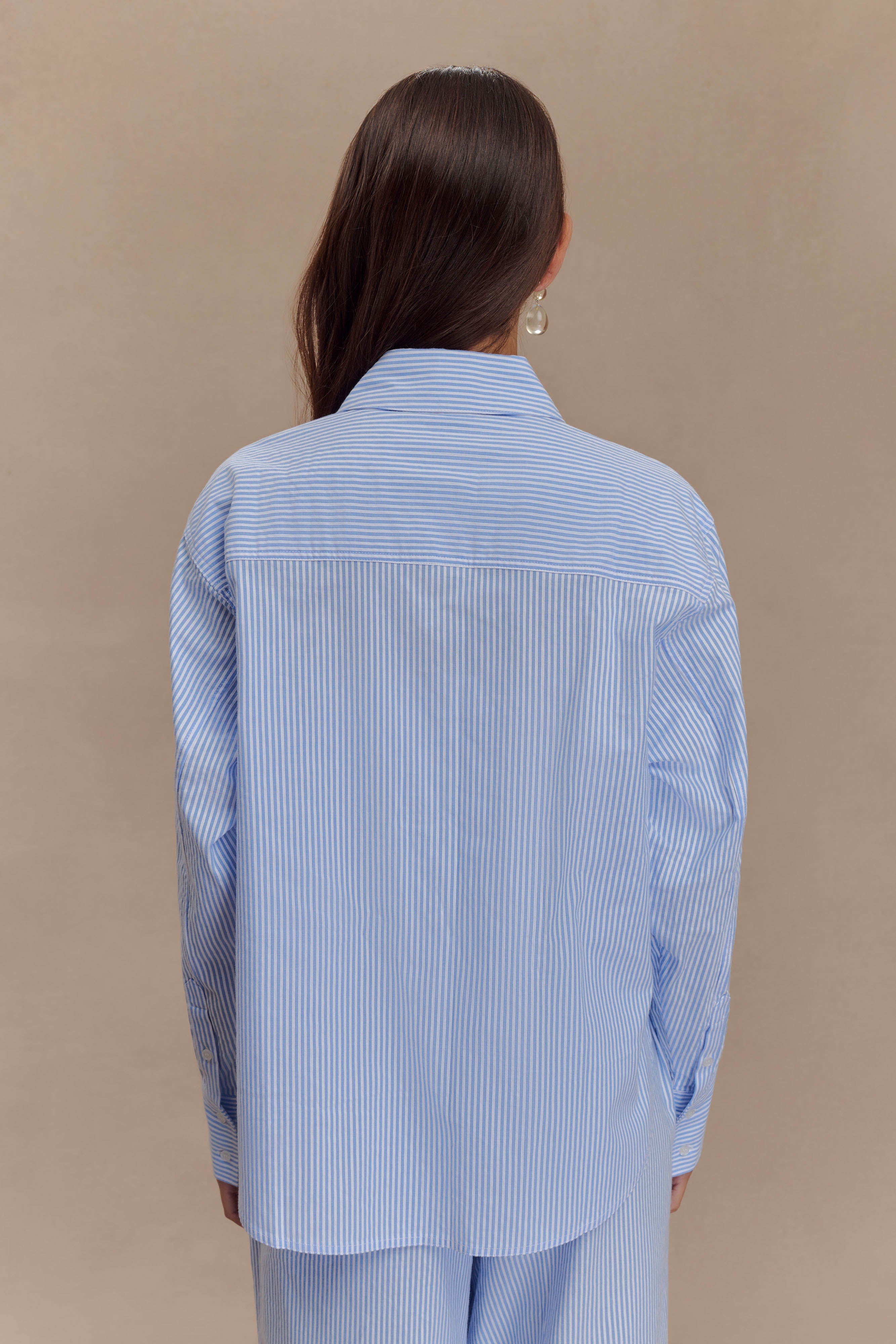 Hansen Oversized Shirt - Blue Pinstripe、mySite、solidvoid