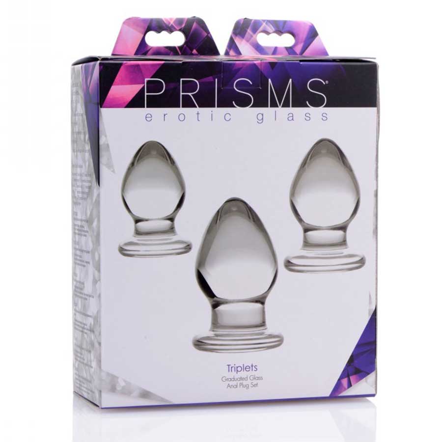 Triplets 3 Piece Clear Glass Anal Plug Trainer Kit by Trinity Vibes、mySite、bottomscart