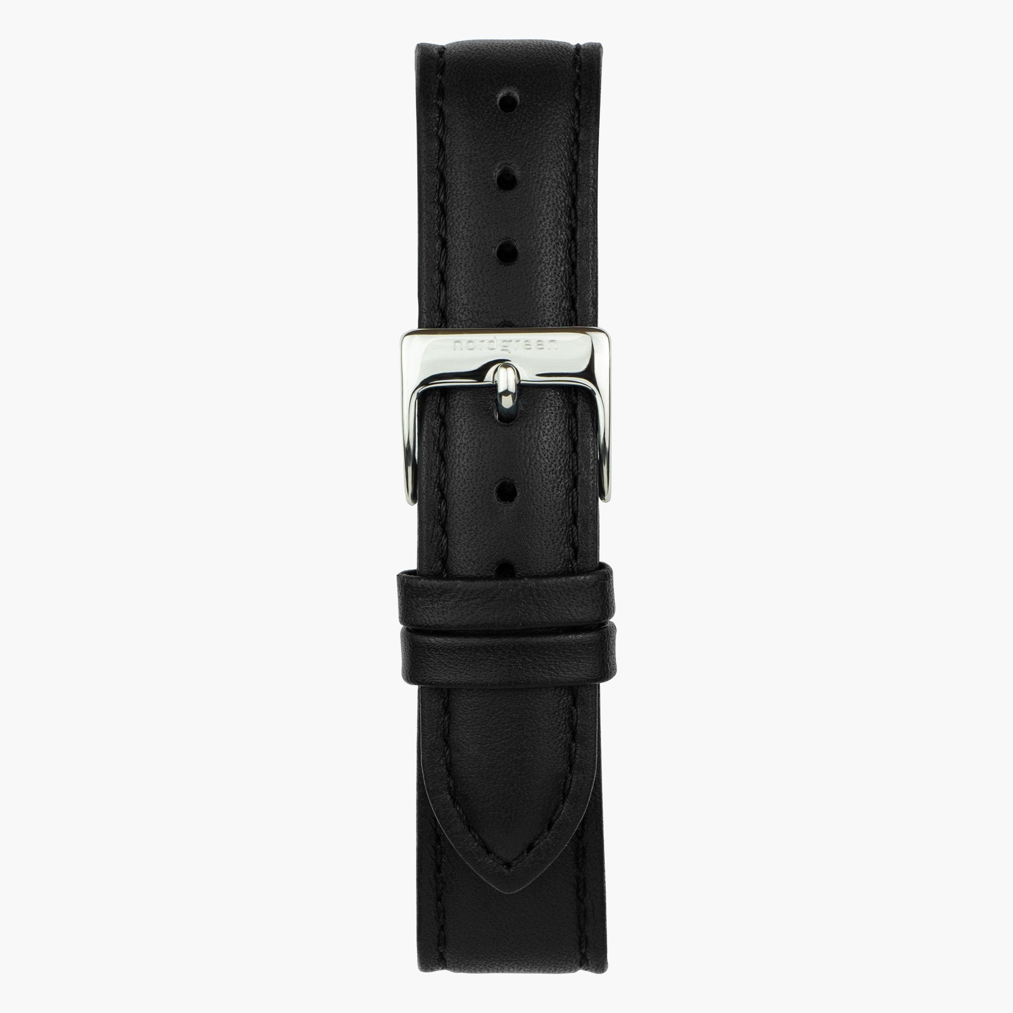 Black Leather Watch Strap - Silver - 28mm、mySite、botmansion