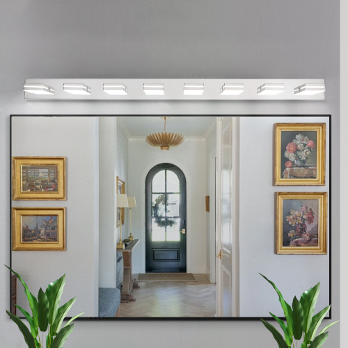 Modern Chrome LED Vanity Light, 5-Lights Wall Sconce for Bathroom and Mirror, Sleek Minimalist Design, Energy-Efficient, Easy to Install、、eastwooduniform