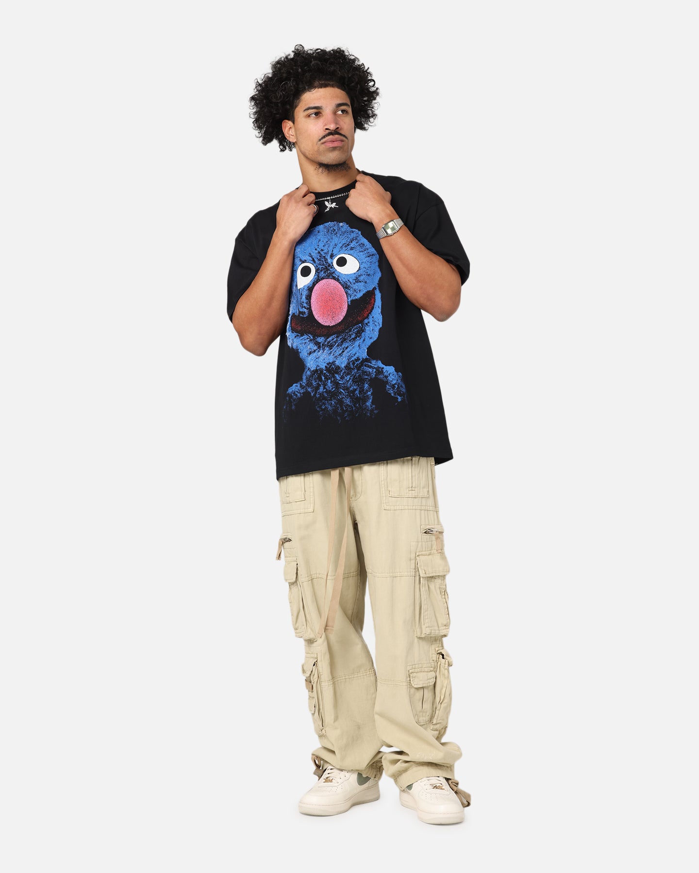 American Thrift X Sesame Street Grover Grail Heavy T-Shirt Black、mySite、zt4zffjzw