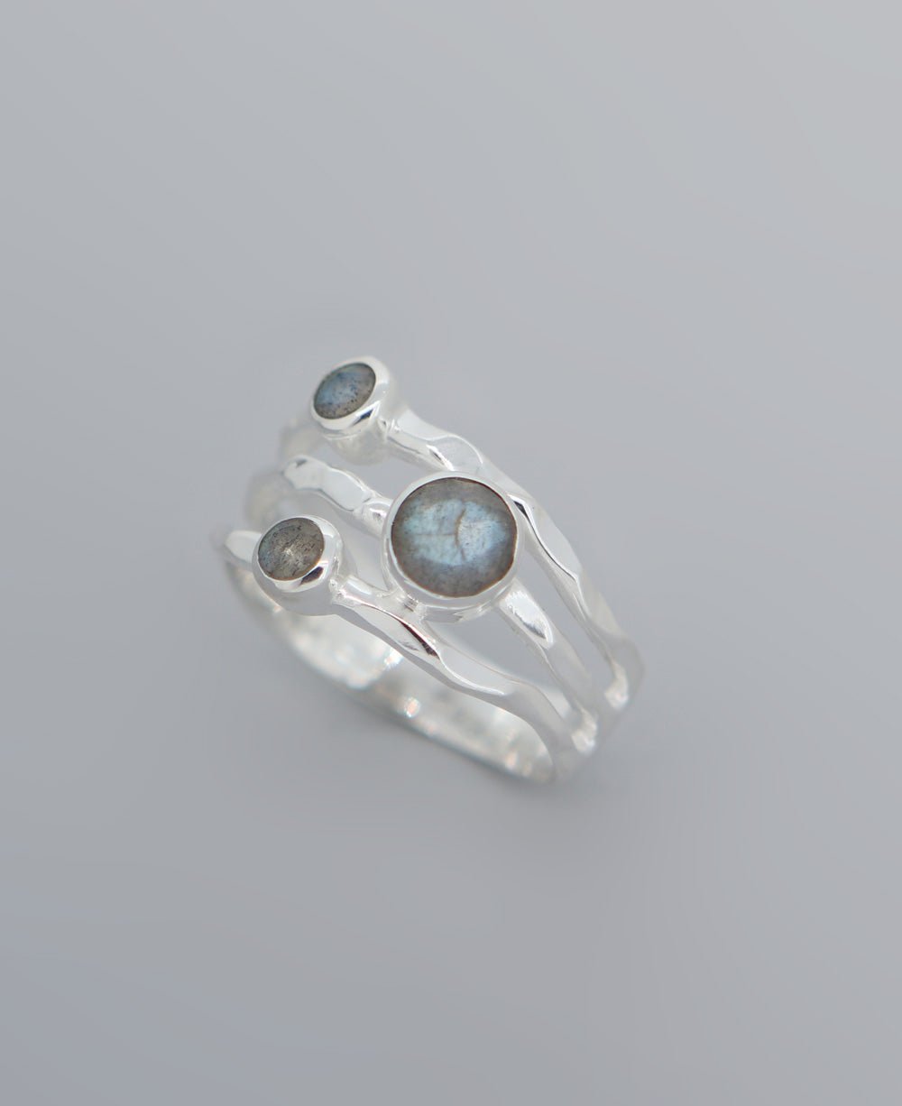 Triple Stone Labradorite Ring, Sterling Silver、mySite、topwebapps