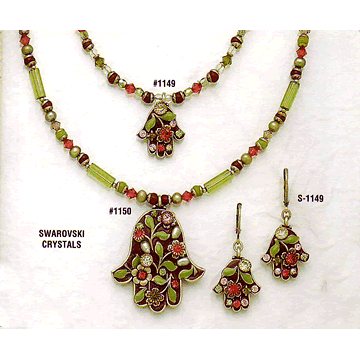 Michal Golan Green Brown Orange Hamsa Necklace、mySite、topwebapps