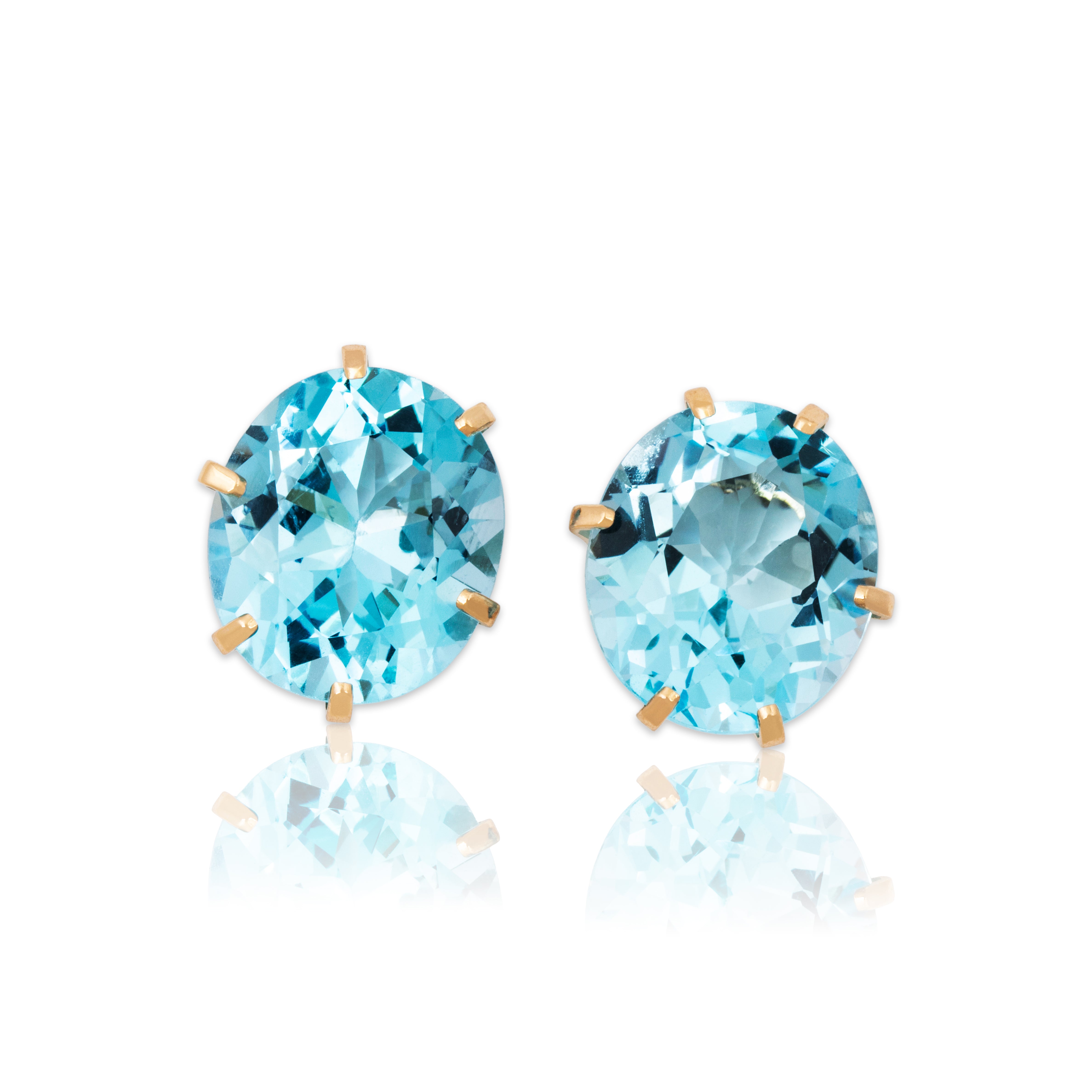 Vintage Large 14k Yellow Gold 16cttw Sky Blue Topaz Statement Stud Earrings、mySite、hinf8tx79