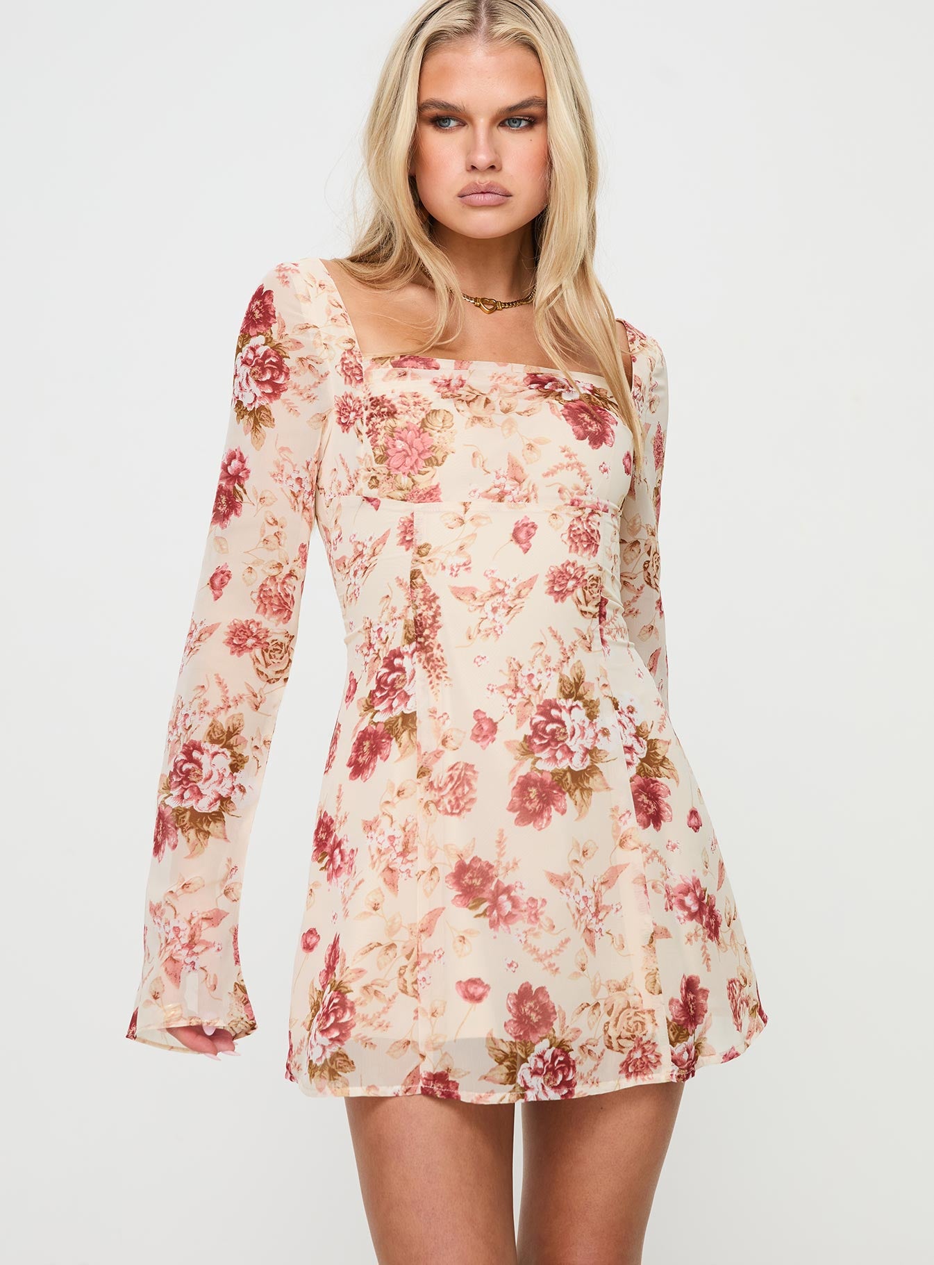 Valentin Long Sleeve Mini Dress Floral、mySite、solidvoid
