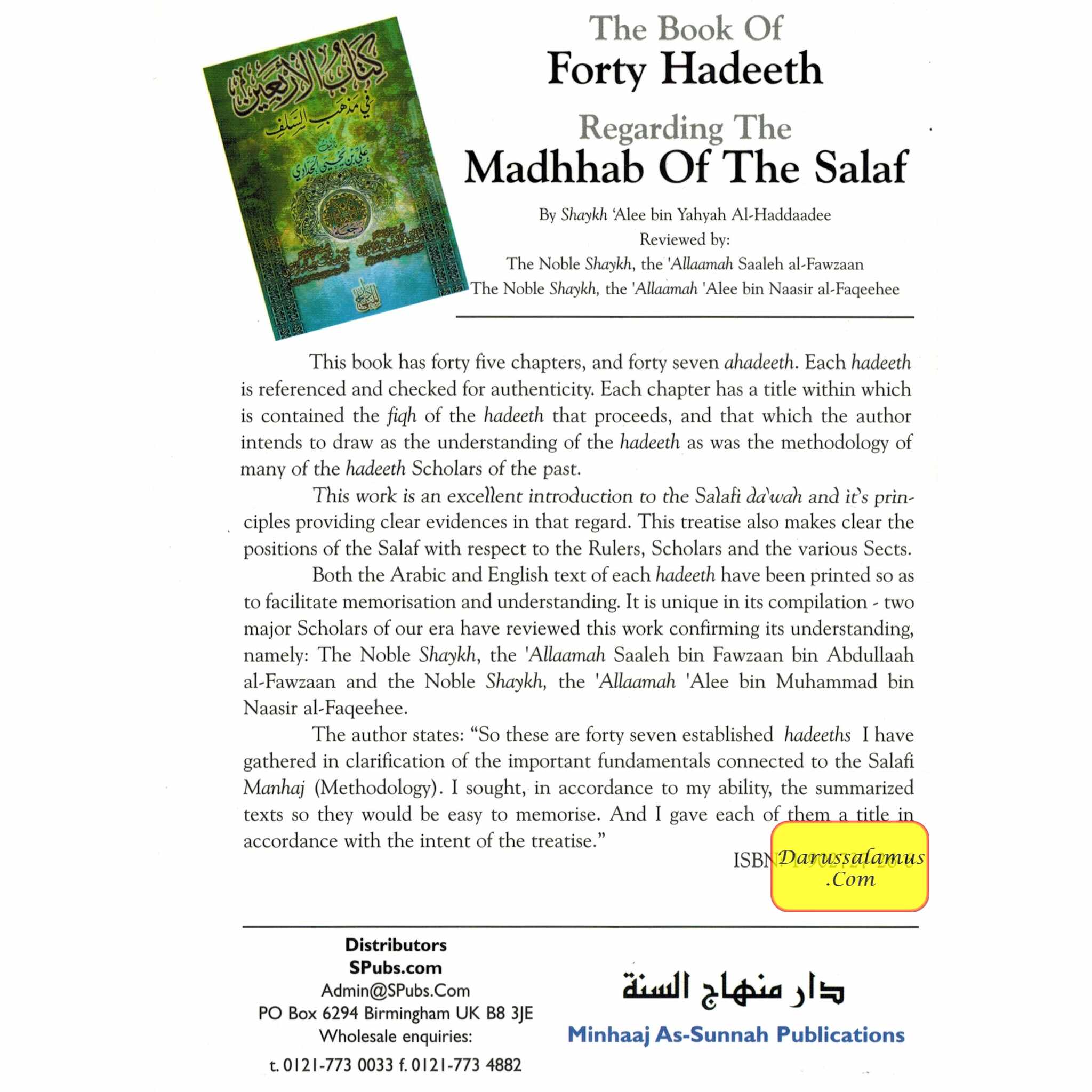 The Book of Forty Hadeeth Regarding the Madhhab of the Salaf By Shaykh Alee bin Yahyah Al-Haddaadee、mySite、topwebapps