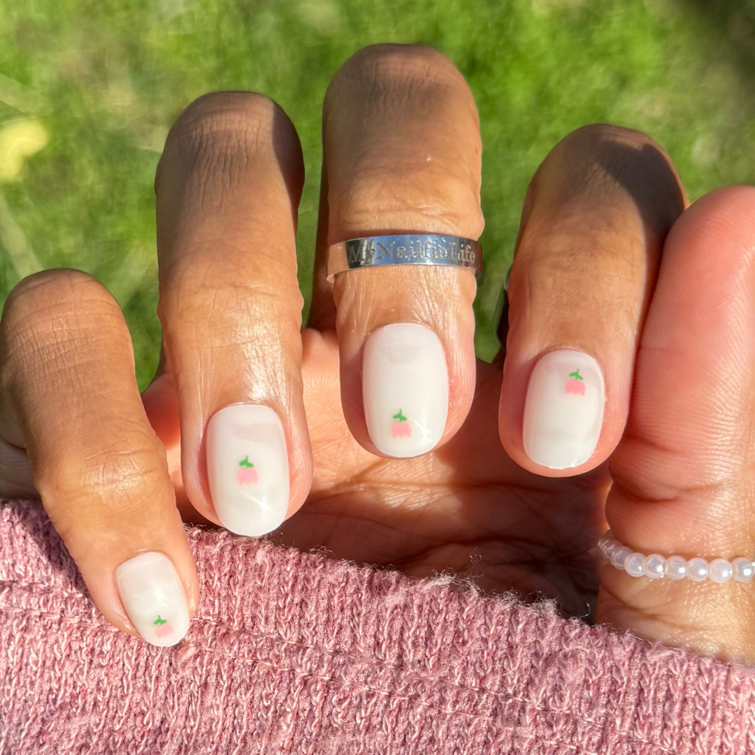 Touch of Tulips - Press-On | Extra Short | Round、mySite、solidvoid