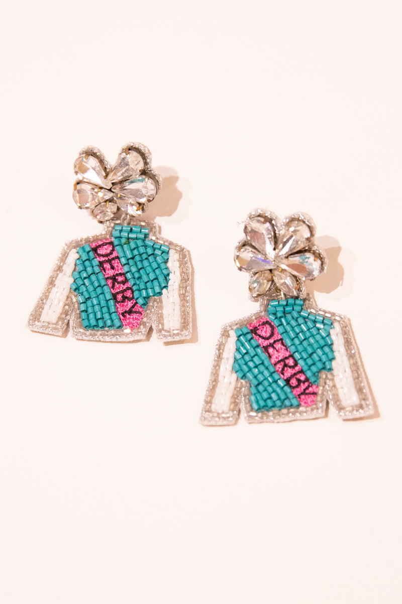 Derby Jockey Silks Earrings - Pink & Green、mySite、hinf8tx79