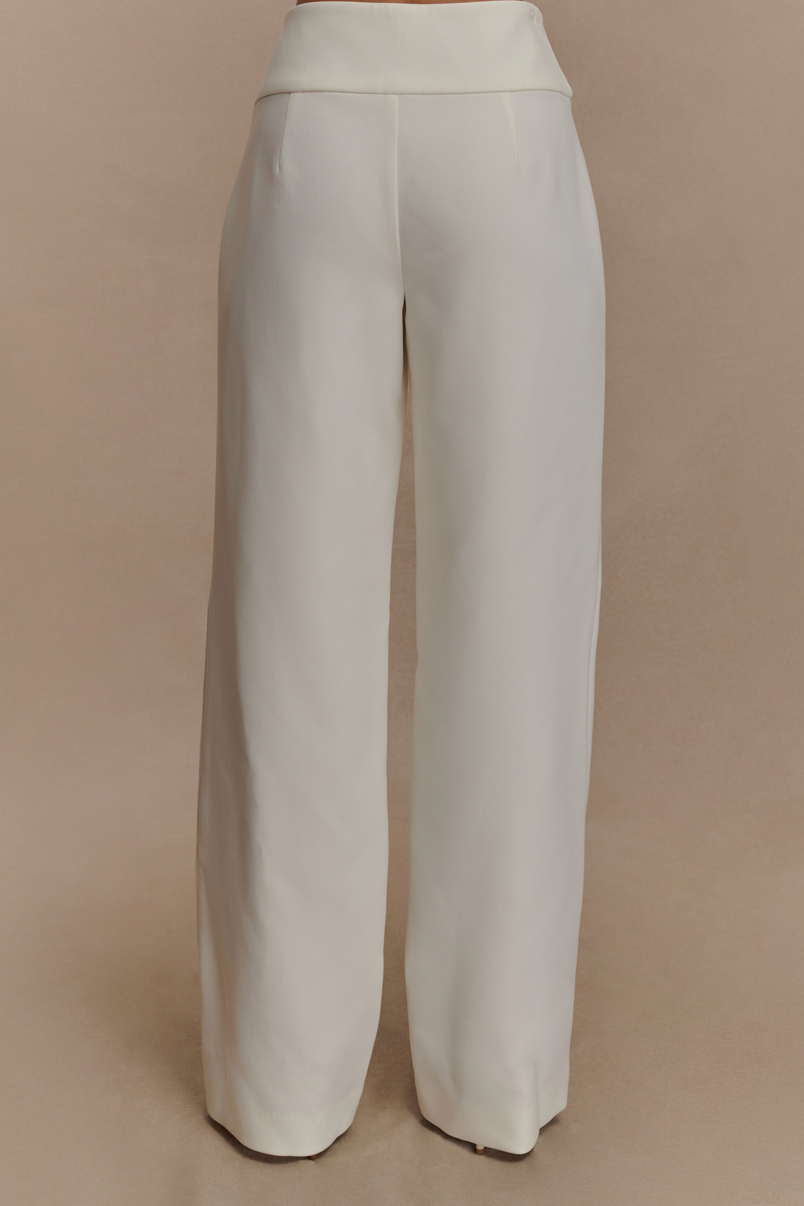 Lindie Straight Leg Suiting Pants - Ivory、mySite、solidvoid