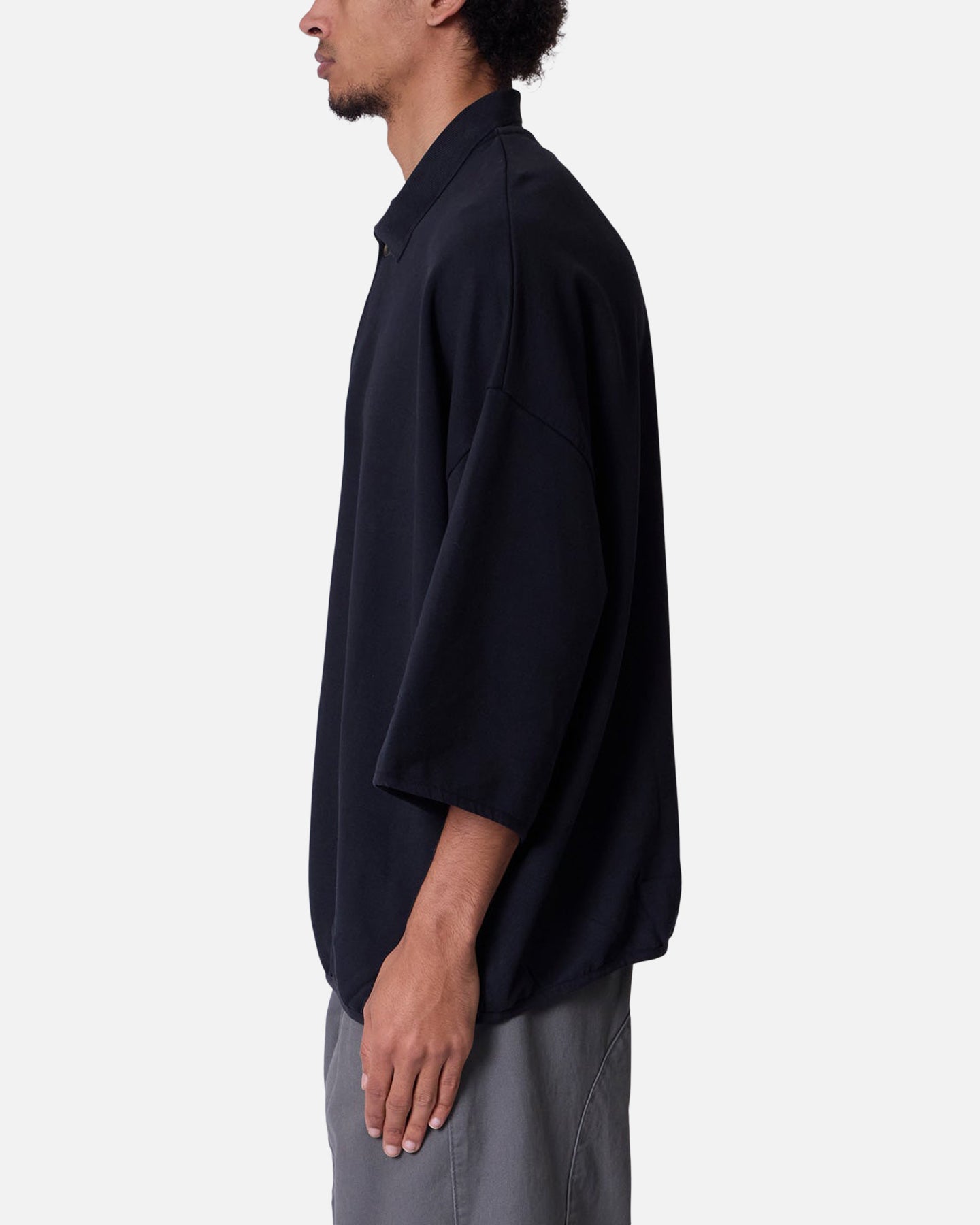 MNML Oversized Knit Polo Shirt Black、mySite、zt4zffjzw