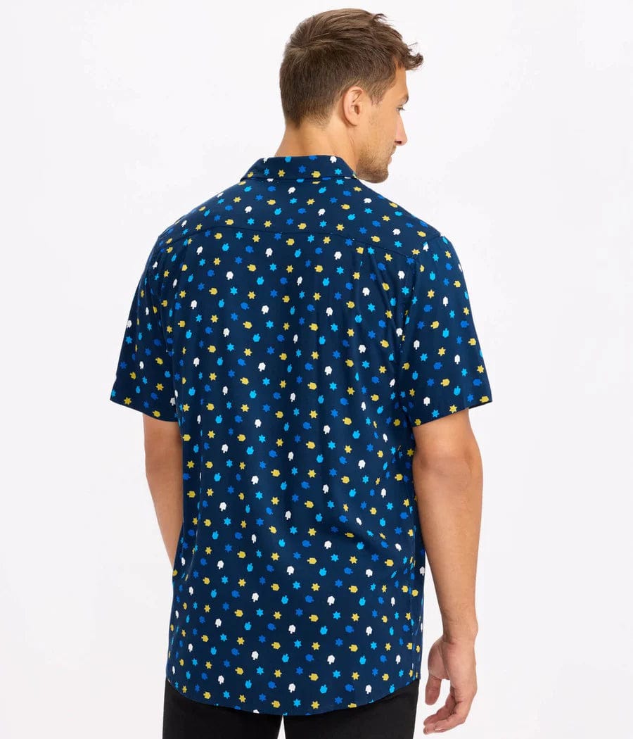 Men's Dreidel Decor Button-Down Shirt by Tipsy Elves (Sizes Small - XXL)、mySite、topwebapps