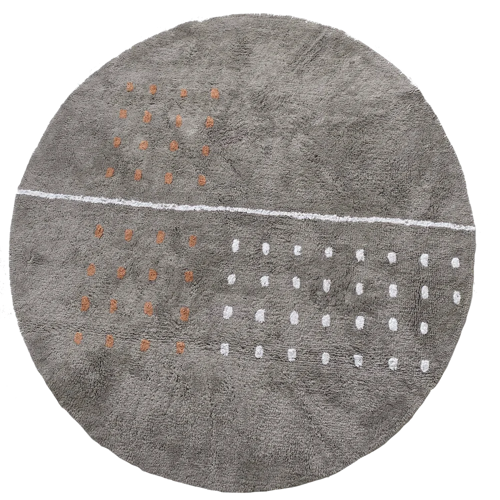 Grid Grey Washable Cotton Round Area Rug、mySite、gigharbornorthrealestate