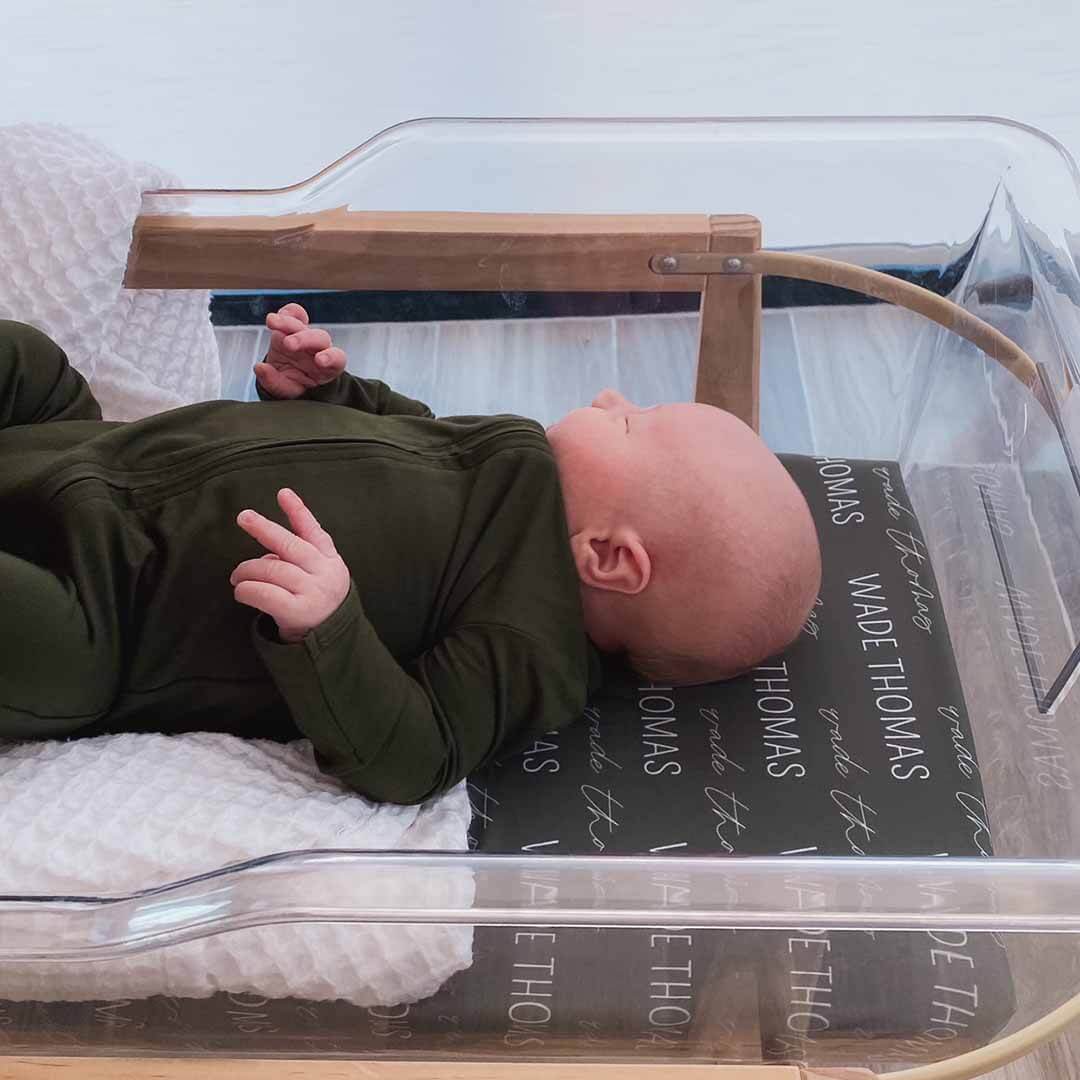  Personalized Olive Baby Name Swaddle Blanket - Block & Script、mySite、layawaytickets