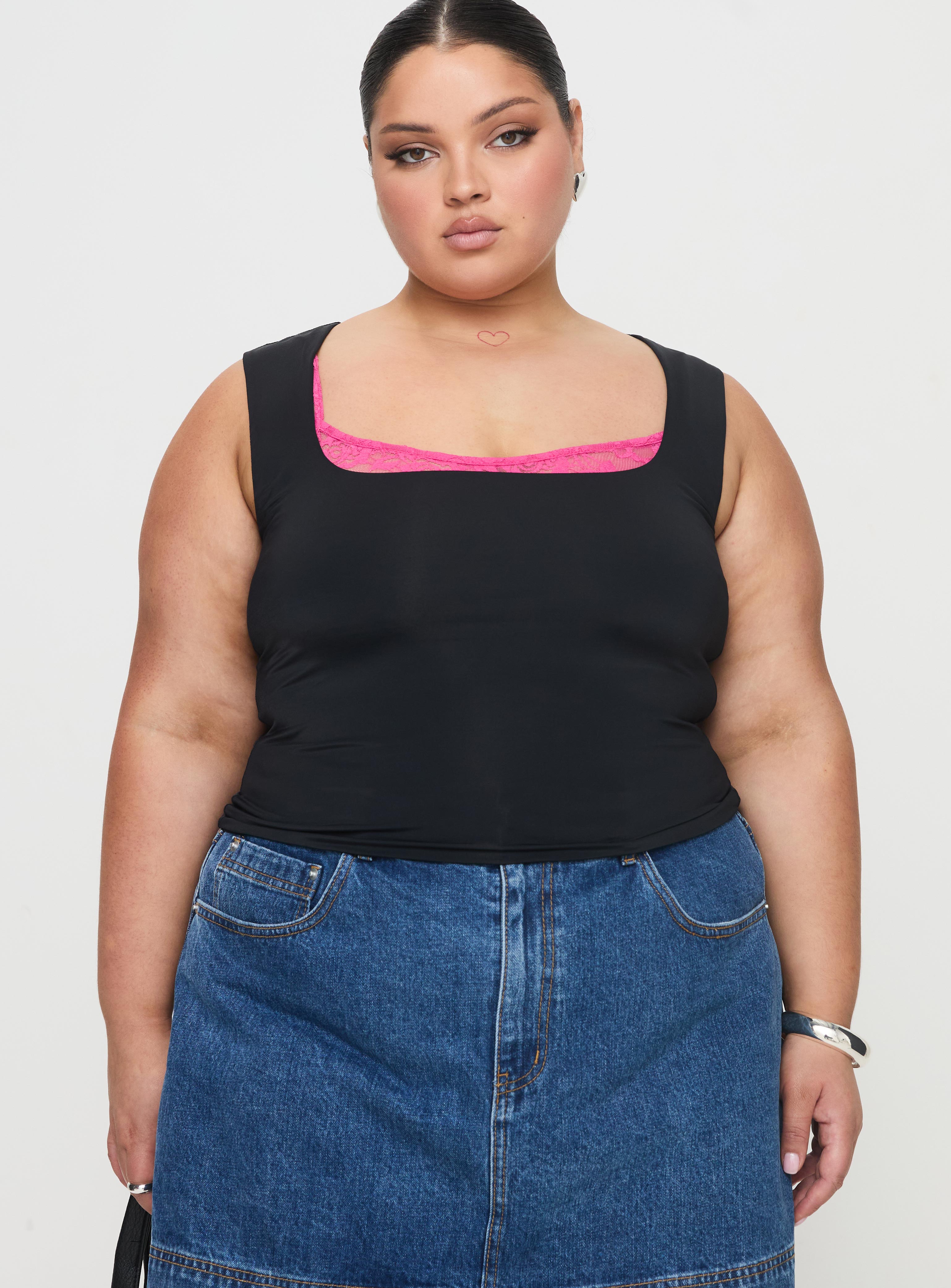 Back In Time Top Black / Pink Lace Curve、mySite、solidvoid