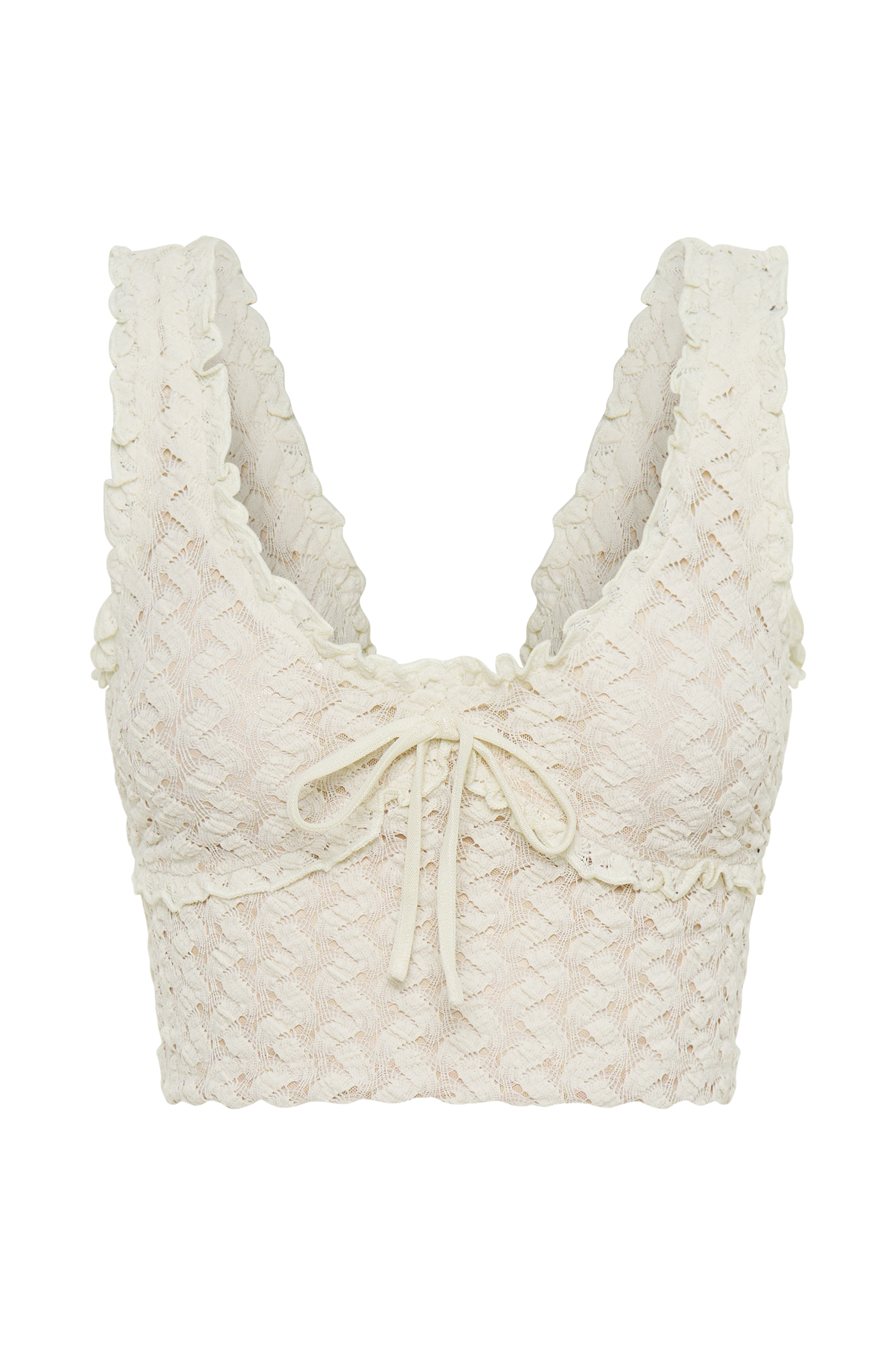 Morgan Mesh And Lace Sleeveless Top - Ivory、mySite、solidvoid