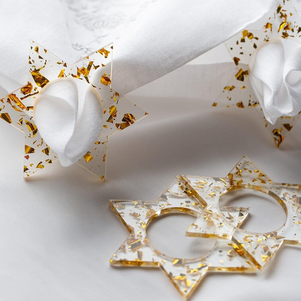 Magen David Napkin Rings - Gold Fleck - Set of 4、mySite、topwebapps