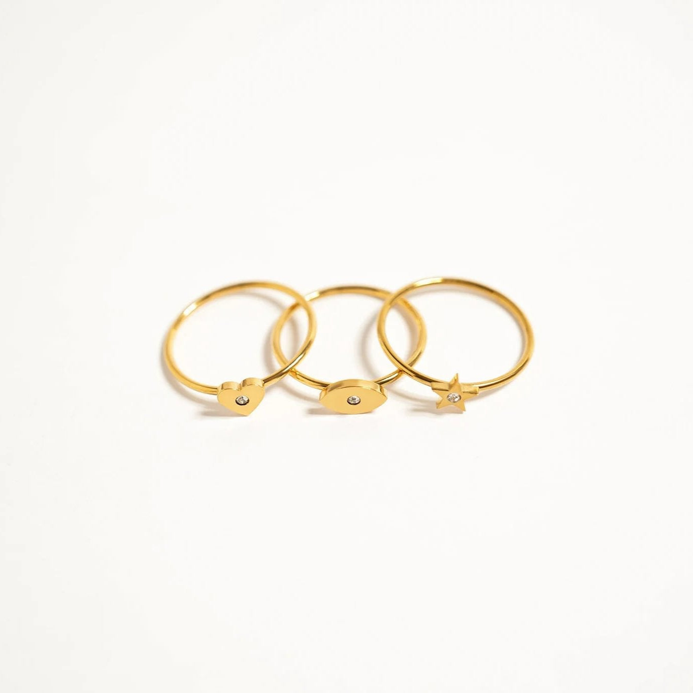 18K Gold PVD Stainless Steel CZ Stone Star Symbol Ring / ZRJ0003、mySite、dreamappss