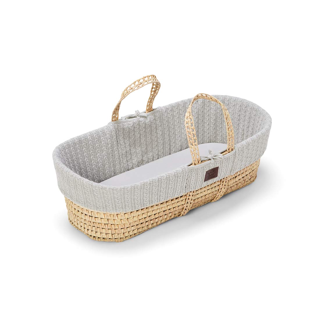  The Little Green Sheep Organic Knitted Moses Basket & Mattress - Dove、mySite、merchandisen
