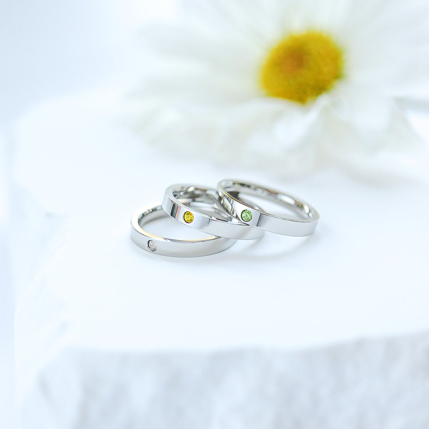 Stainless Steel Birthstone Engravable Stacking Ring / ZRJ1003、mySite、dreamappss