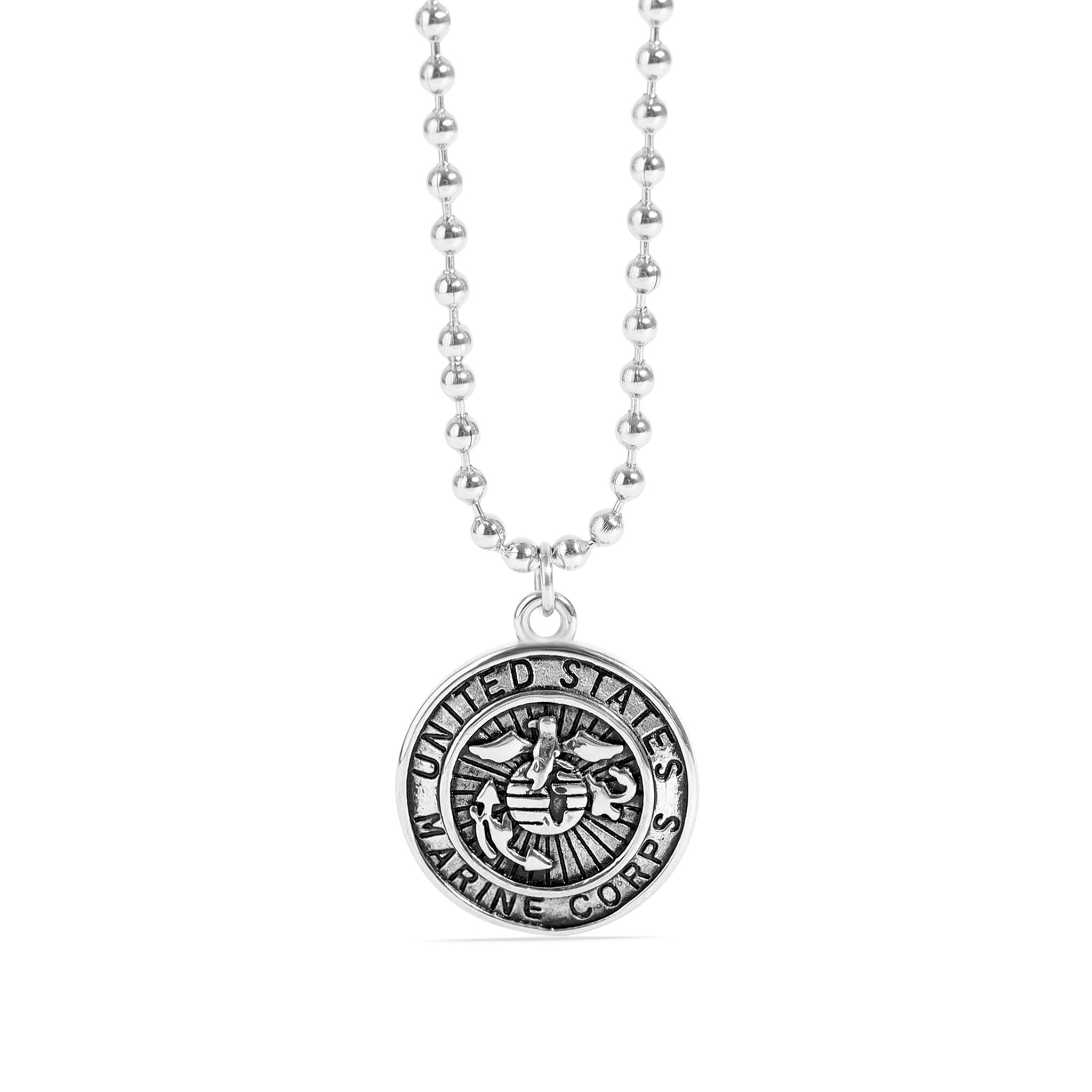 Stainless Steel United States Marine Corps Polished Pendant on Ball Chain / CHJ4073、mySite、dreamappss