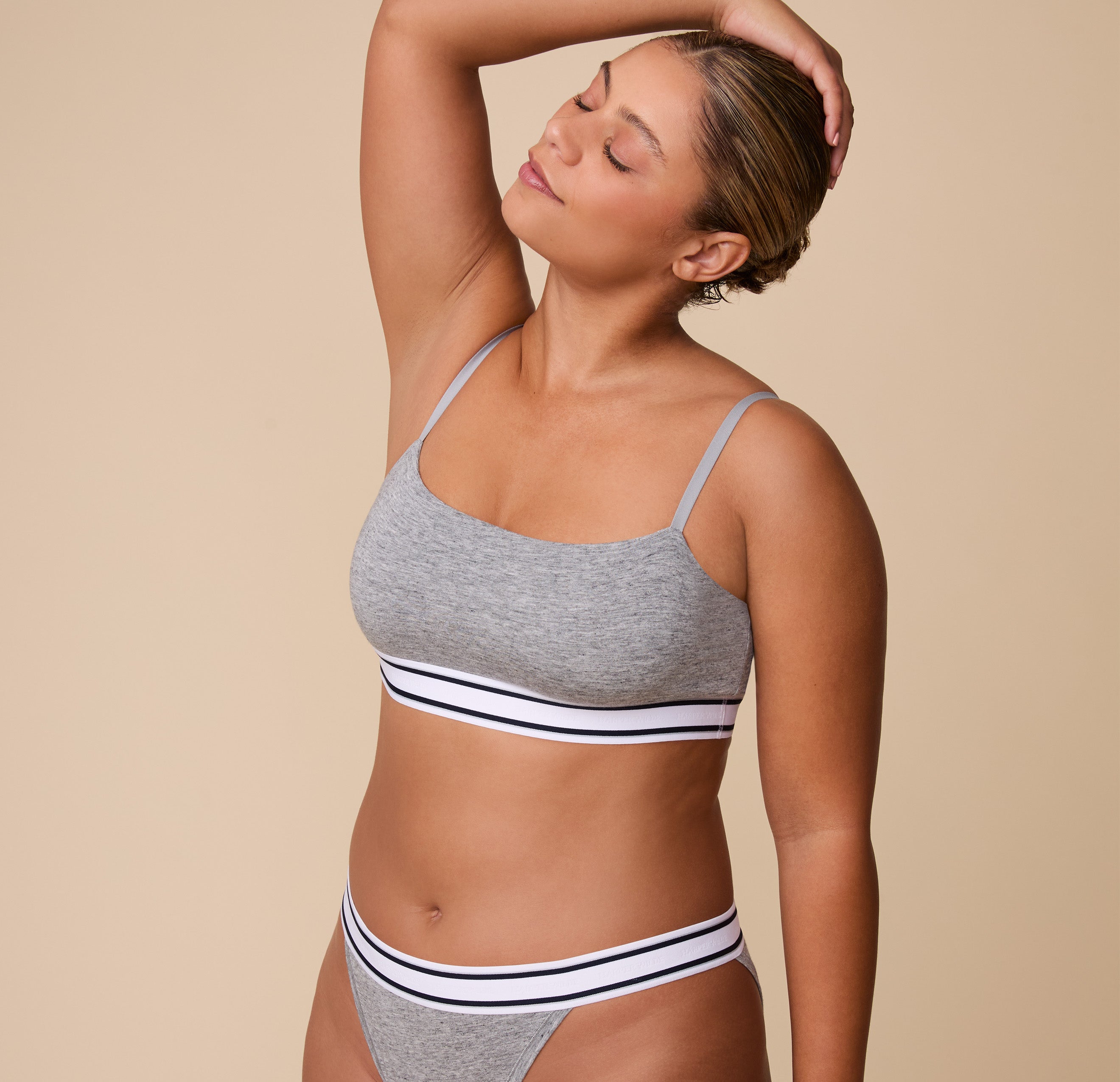 Cloud Cotton Retro Bandeau Bralette - Heather Charcoal、mySite、bengalsvssteelers