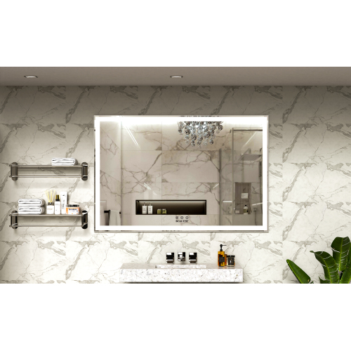 72X32 inch Oversized LED Bathroom Mirror Wall Mounted Mirror with 3 Color Modes Aluminum Frame Wall Mirror Large Full Length Mirror with Lights Lighted Full Body Mirror for Bedroom Living Room, Silver、、xpatfood